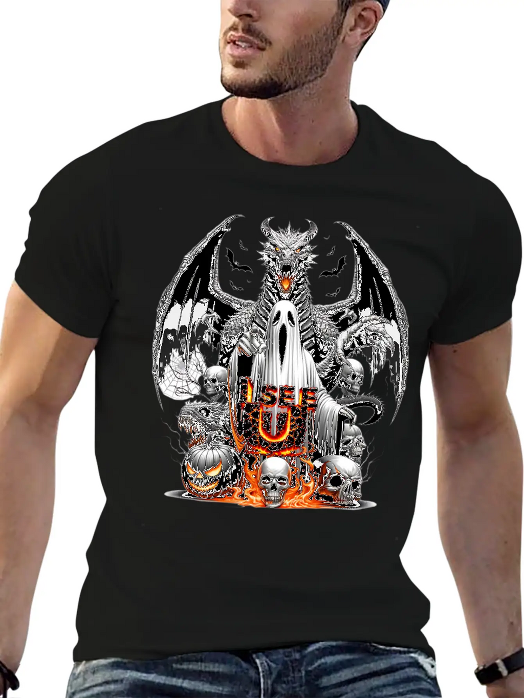 I See U On This Halloween Essential Cotton Tee For Daily Outfits – Unisex Style