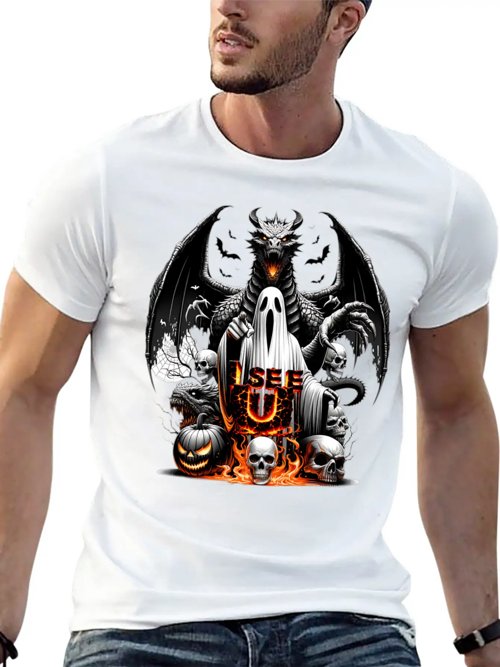 I See U On This Halloween Essential Cotton Tee For Daily Outfits – Unisex Style