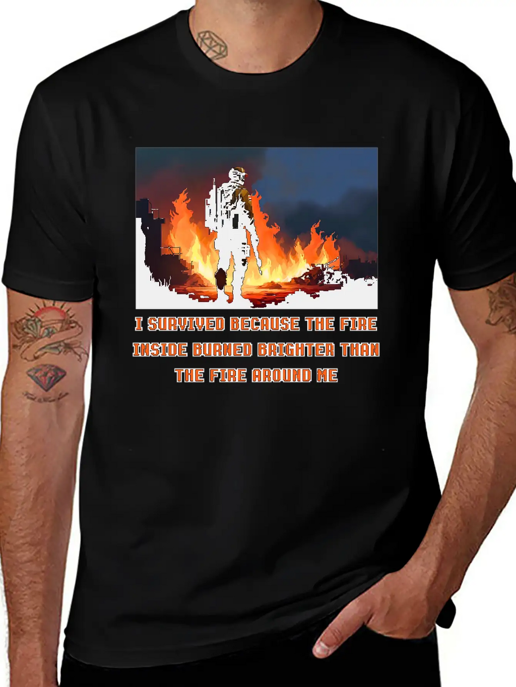 I Survived Because The Fire Inside Burned Brighter Unisex Short Sleeve Soft Cotton T-Shirt – Casual Everyday Wear