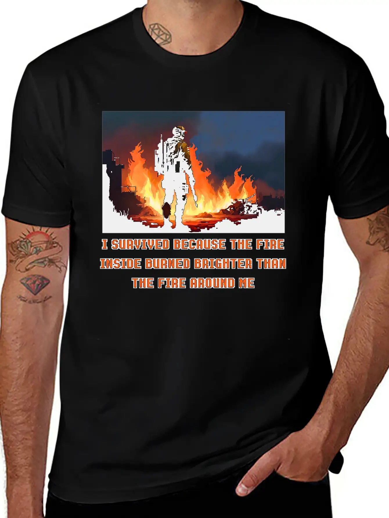 I Survived Because The Fire Inside Burned Brighter Unisex Short Sleeve Soft Cotton T-Shirt – Casual Everyday Wear