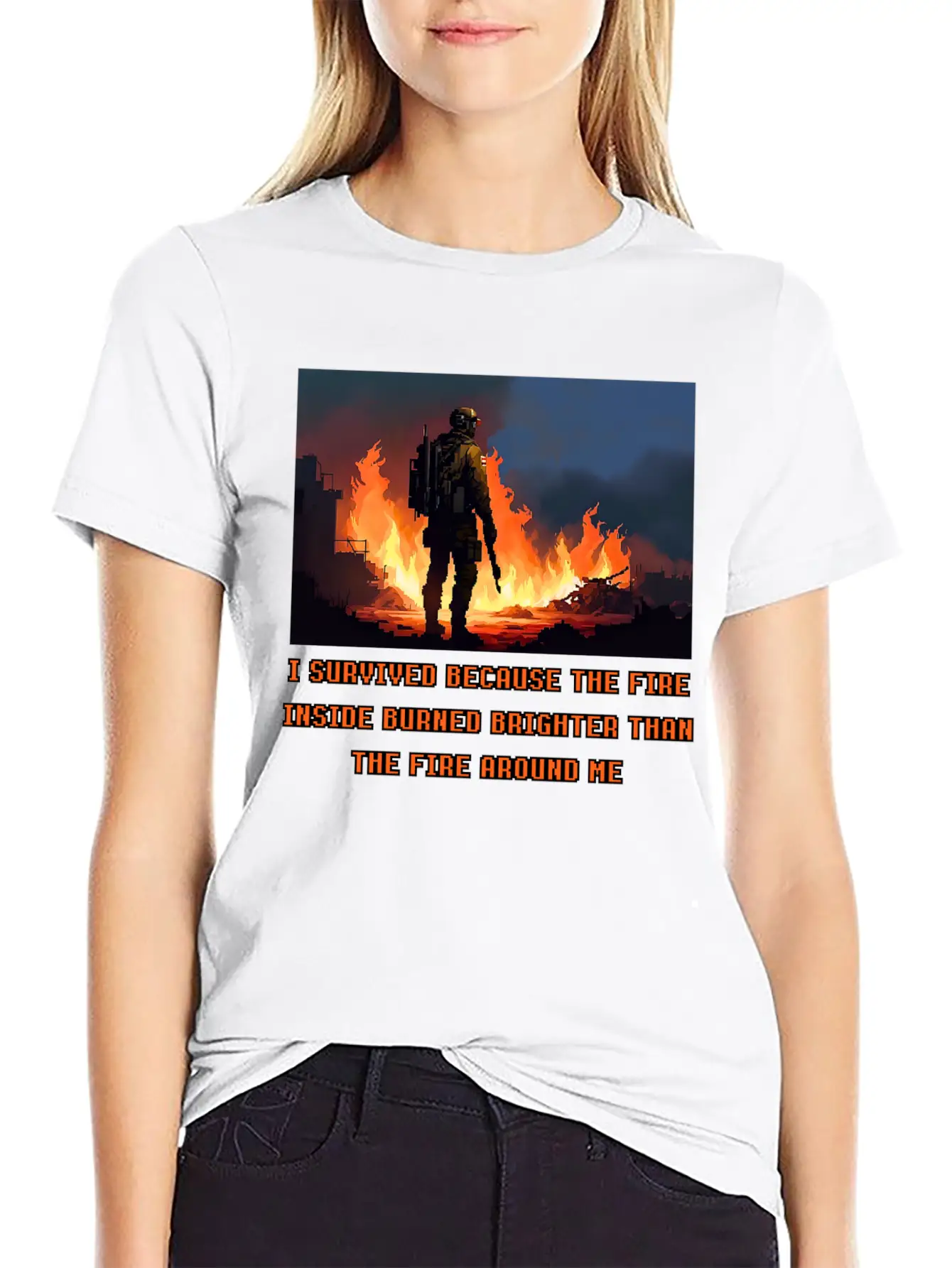I Survived Because The Fire Inside Burned Brighter Unisex Short Sleeve Soft Cotton T-Shirt – Casual Everyday Wear