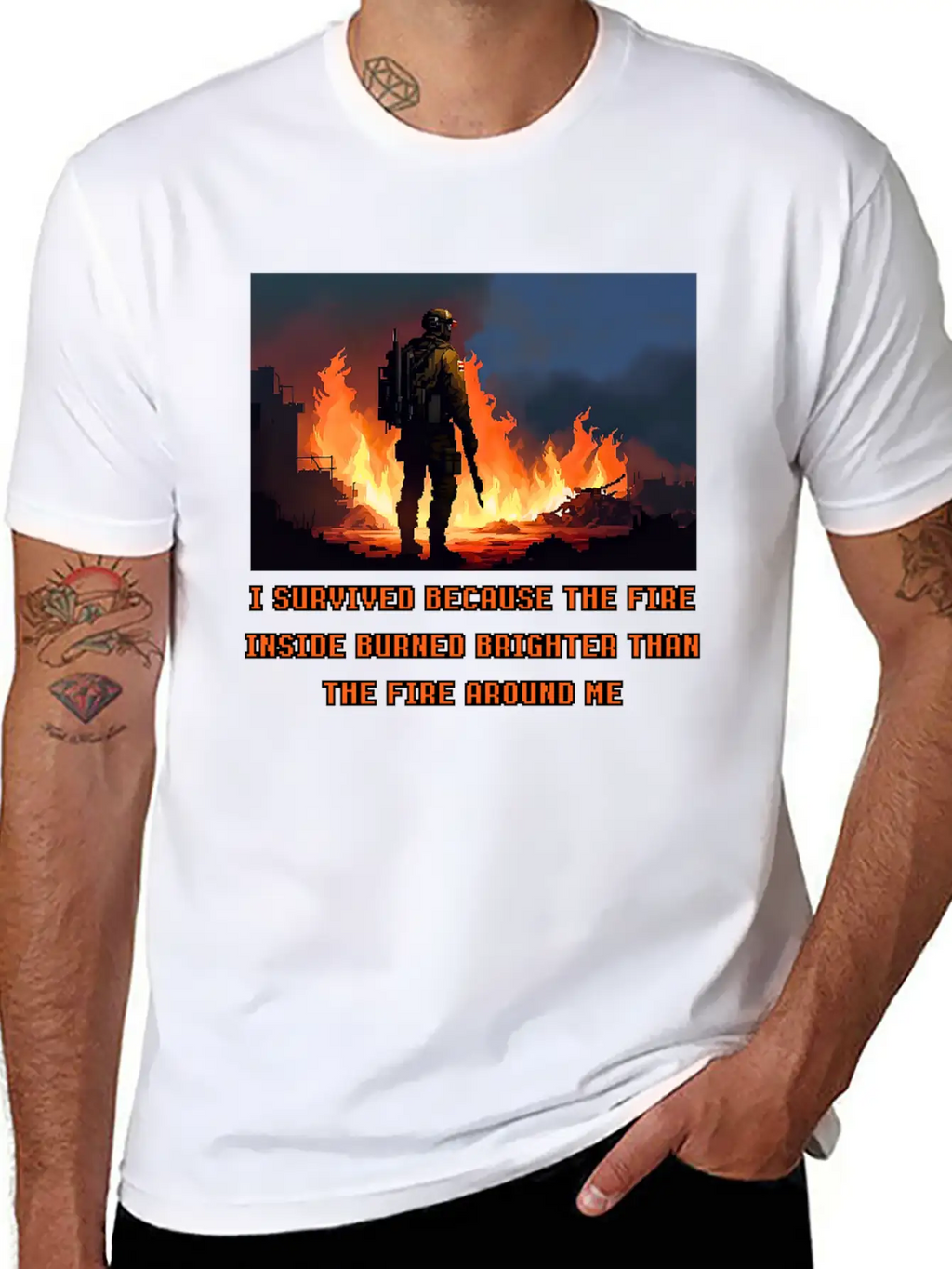 I Survived Because The Fire Inside Burned Brighter Unisex Short Sleeve Soft Cotton T-Shirt – Casual Everyday Wear
