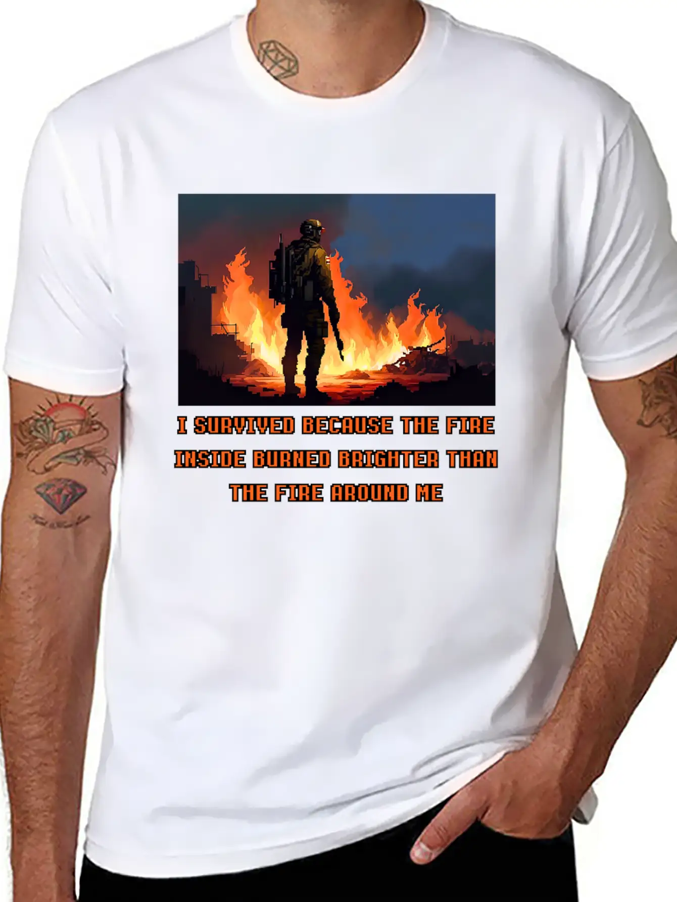 I Survived Because The Fire Inside Burned Brighter Unisex Short Sleeve Soft Cotton T-Shirt – Casual Everyday Wear