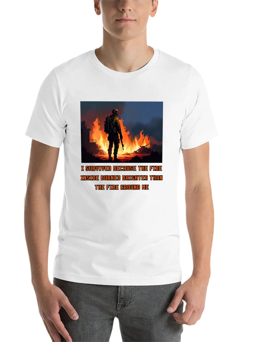 I Survived Because The Fire Inside Burned Brighter Unisex Short Sleeve Soft Cotton T-Shirt – Casual Everyday Wear