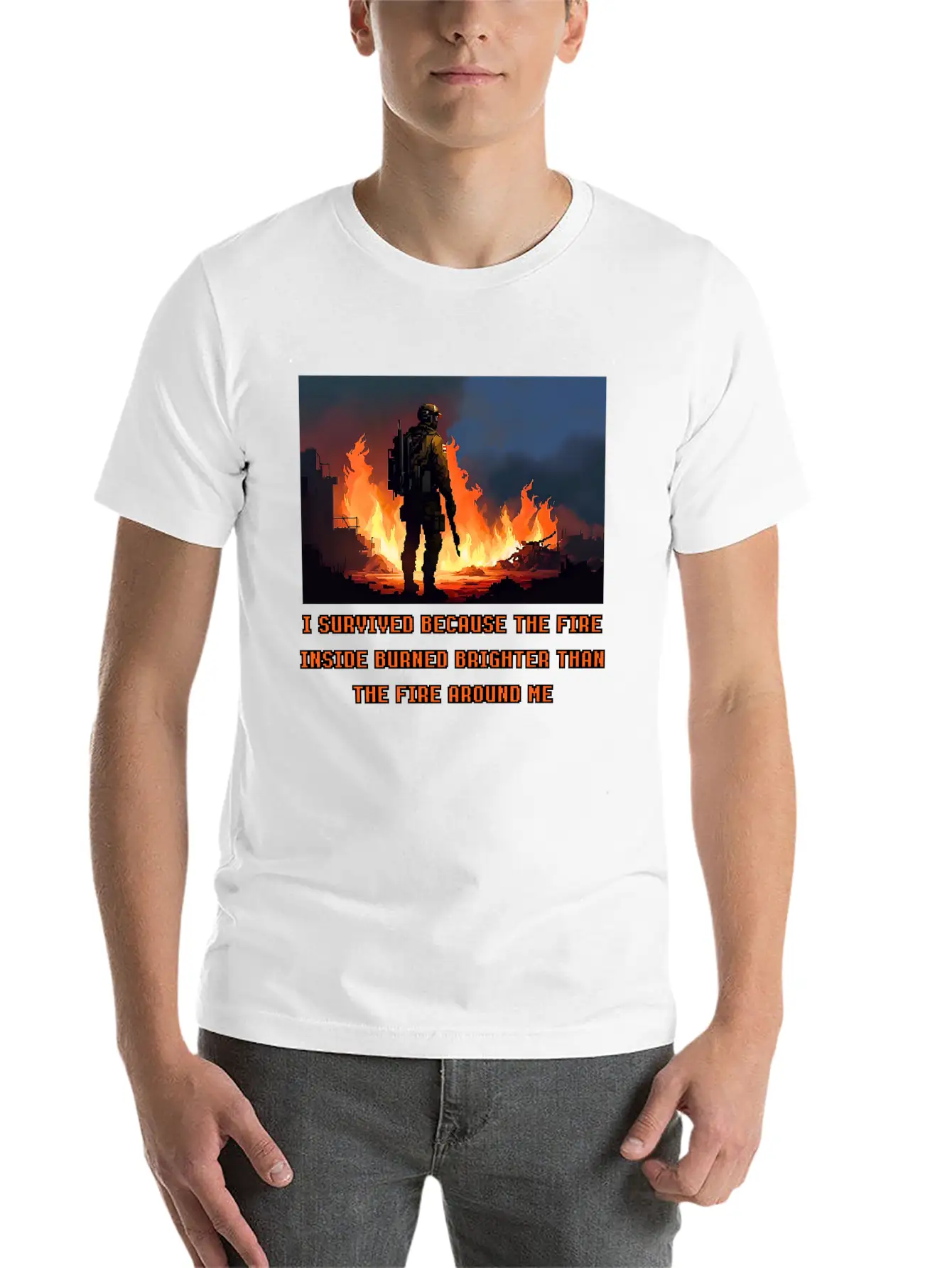 I Survived Because The Fire Inside Burned Brighter Unisex Short Sleeve Soft Cotton T-Shirt – Casual Everyday Wear