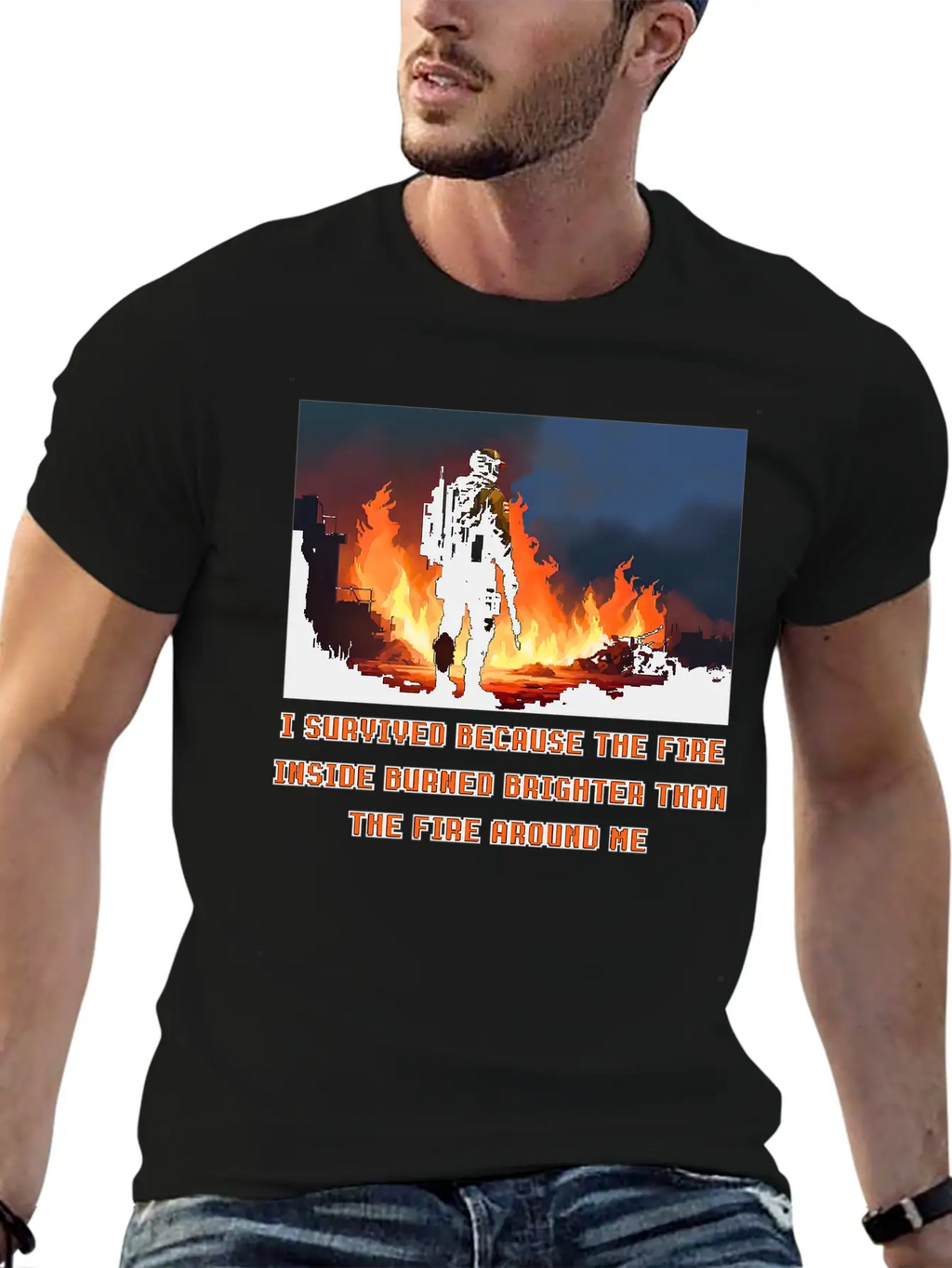 I Survived Because The Fire Inside Burned Brighter Unisex Short Sleeve Soft Cotton T-Shirt – Casual Everyday Wear