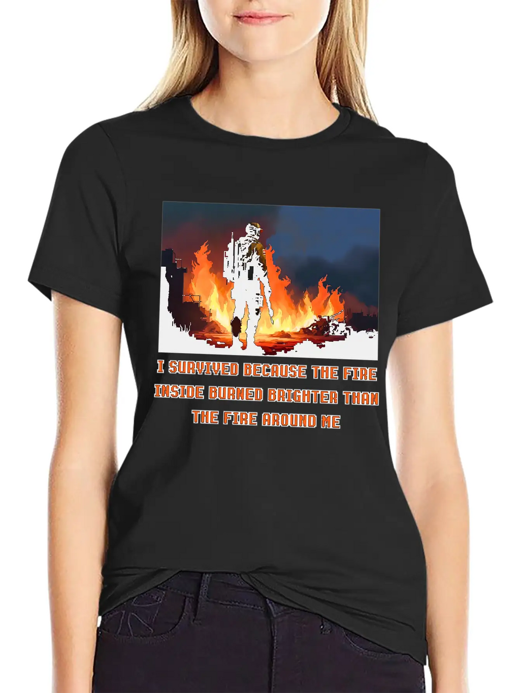 I Survived Because The Fire Inside Burned Brighter Unisex Short Sleeve Soft Cotton T-Shirt – Casual Everyday Wear