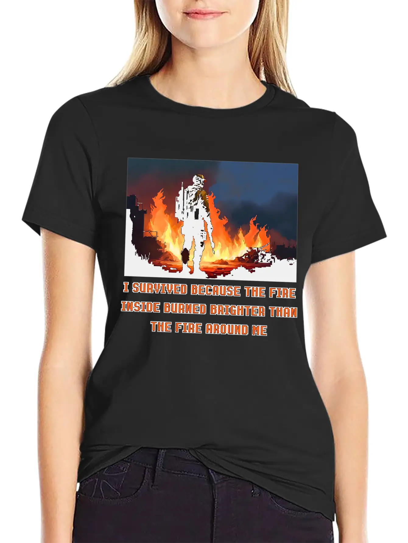 I Survived Because The Fire Inside Burned Brighter Unisex Short Sleeve Soft Cotton T-Shirt – Casual Everyday Wear