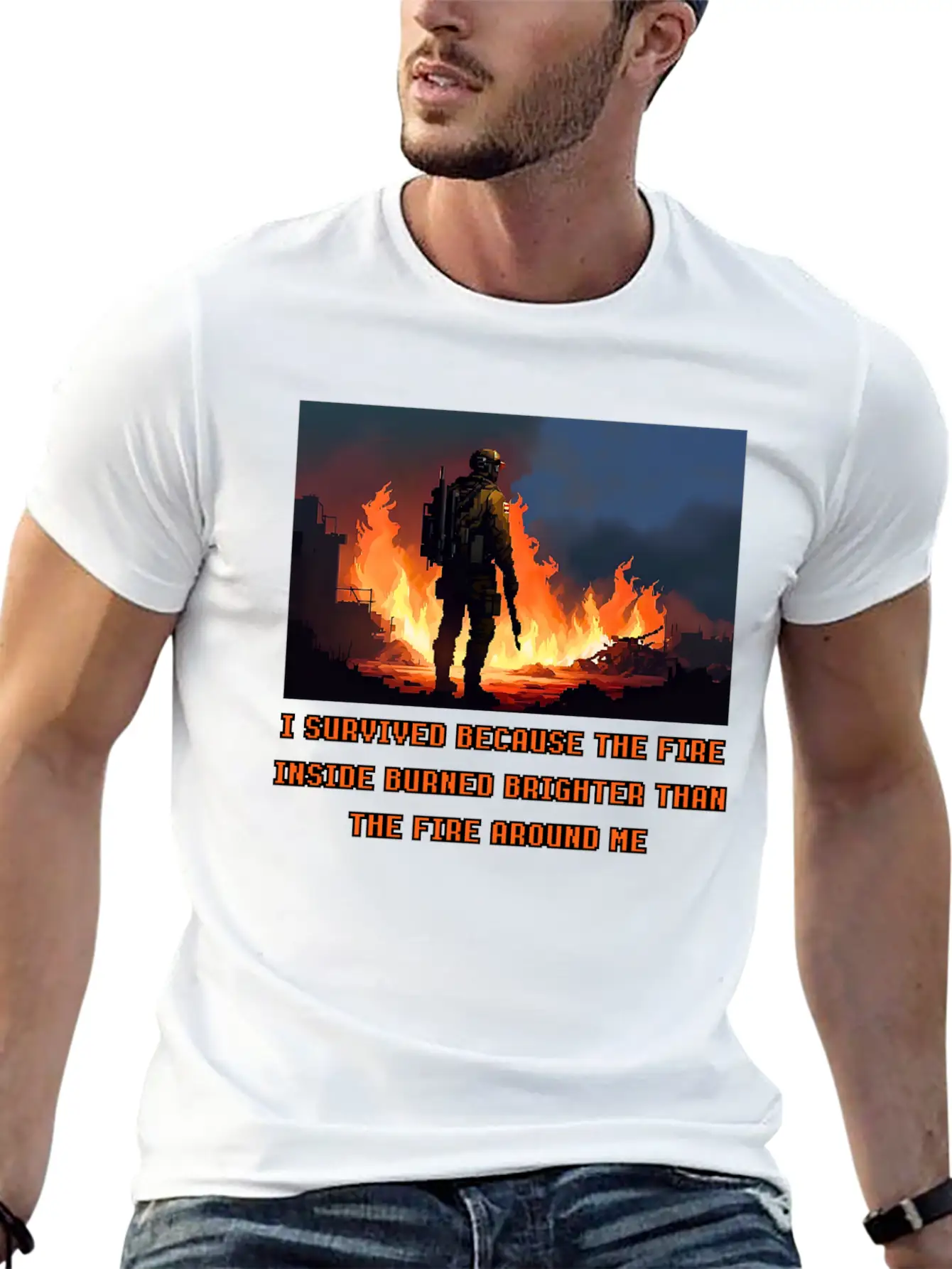 I Survived Because The Fire Inside Burned Brighter Unisex Short Sleeve Soft Cotton T-Shirt – Casual Everyday Wear