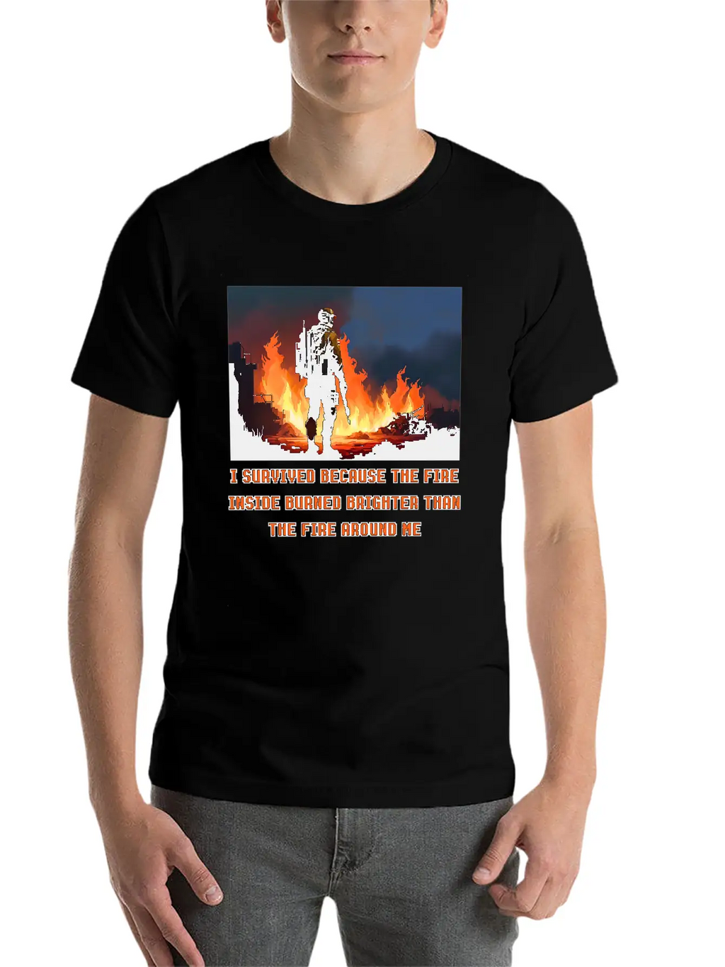I Survived Because The Fire Inside Burned Brighter Unisex Short Sleeve Soft Cotton T-Shirt – Casual Everyday Wear