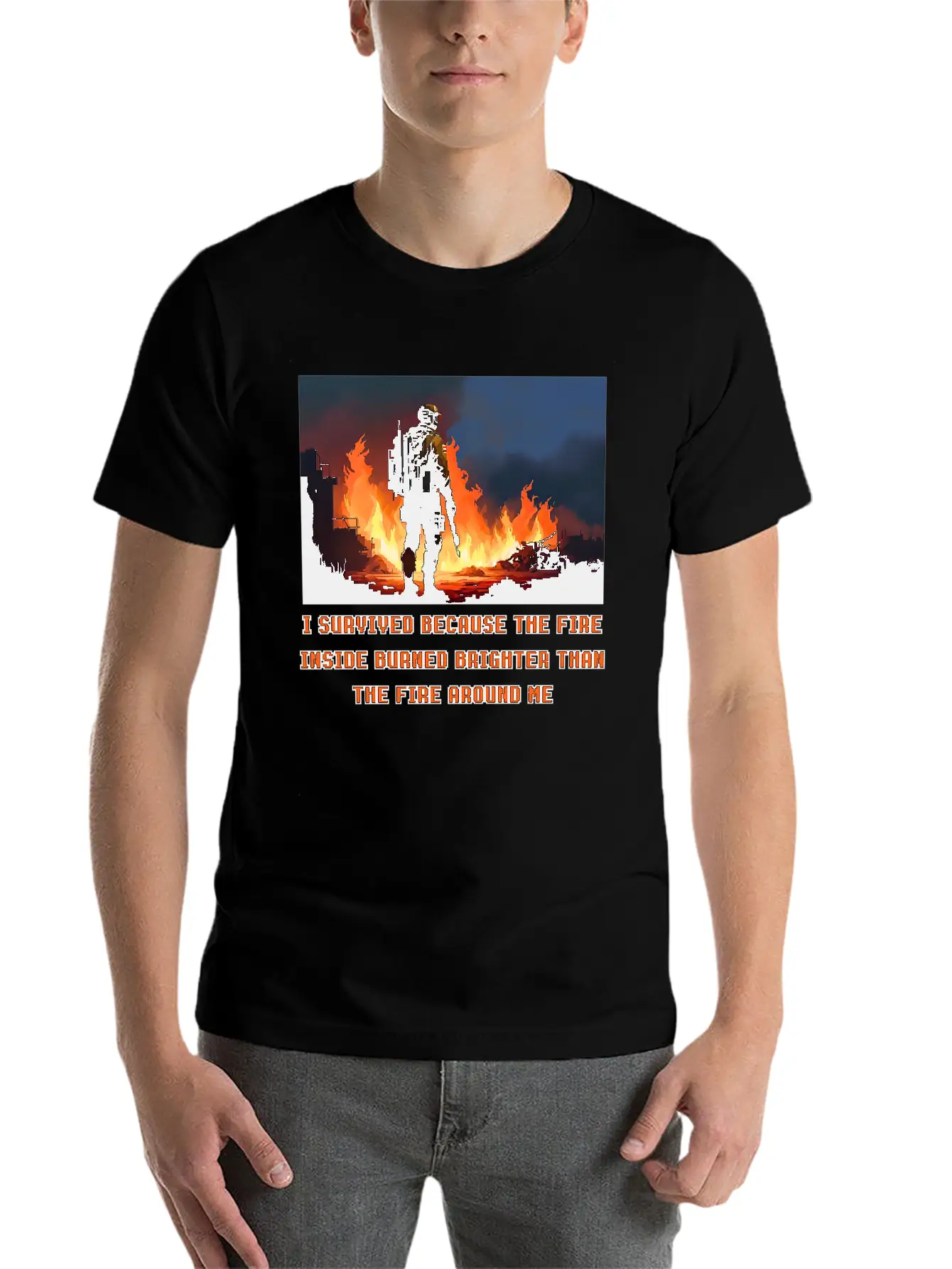 I Survived Because The Fire Inside Burned Brighter Unisex Short Sleeve Soft Cotton T-Shirt – Casual Everyday Wear