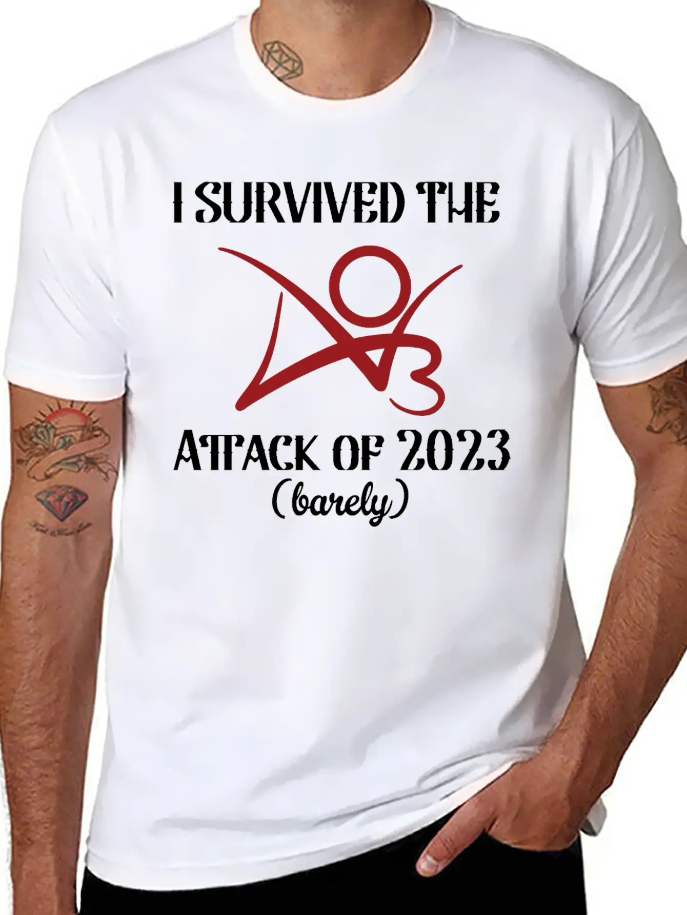 I Survived The AO3 Attack Of 2023 Barely Unisex Short Sleeve Soft Cotton T-Shirt – Casual Everyday Wear