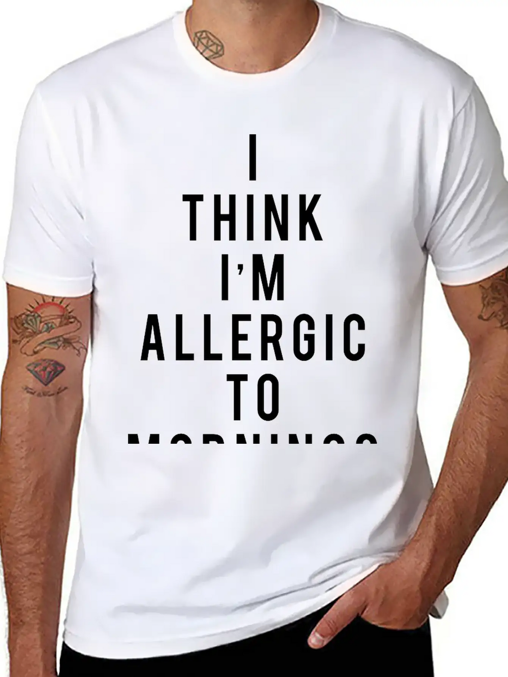 I Think I'm Allergic To Mornings Essential Cotton Tee For Daily Outfits – Unisex Style