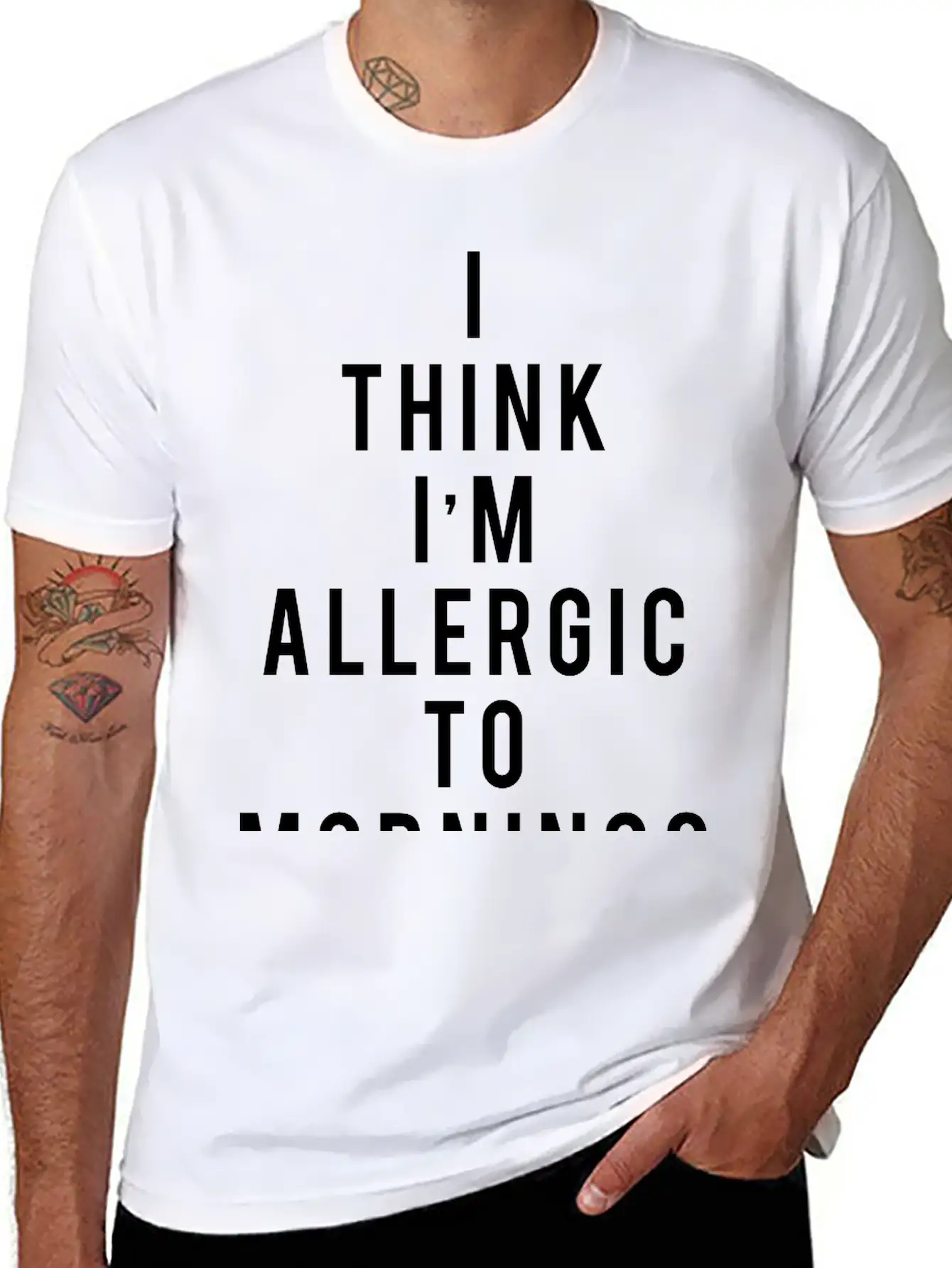 I Think I'm Allergic To Mornings Essential Cotton Tee For Daily Outfits – Unisex Style