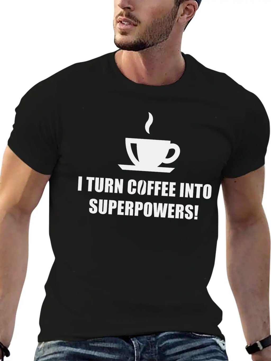 I Turn Coffee Into Superpowers! (Drinking Coffee) Classic Fit Graphic Tee For Daily Comfort – Unisex Cotton Shirt