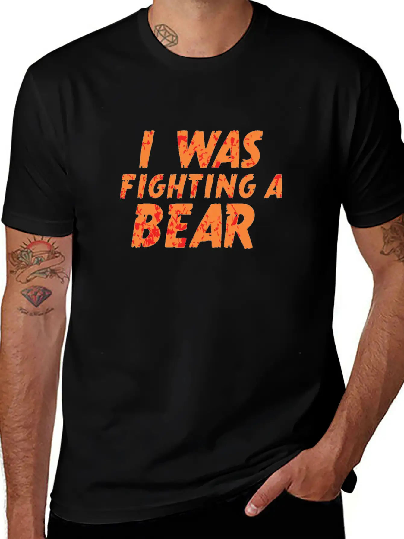 I Was Fighting A Bear Unisex Short Sleeve Soft Cotton T-Shirt – Casual Everyday Wear