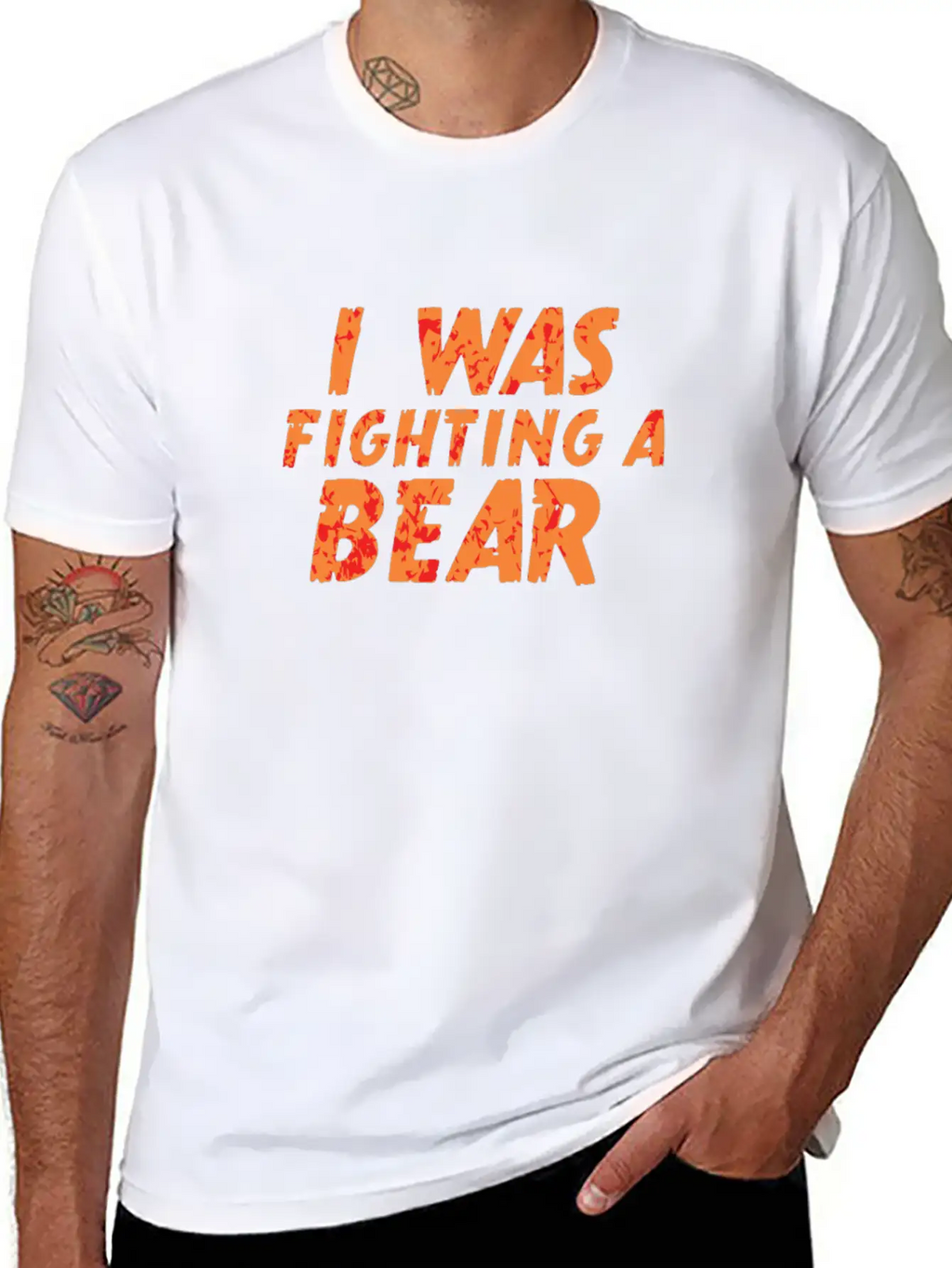 I Was Fighting A Bear Unisex Short Sleeve Soft Cotton T-Shirt – Casual Everyday Wear