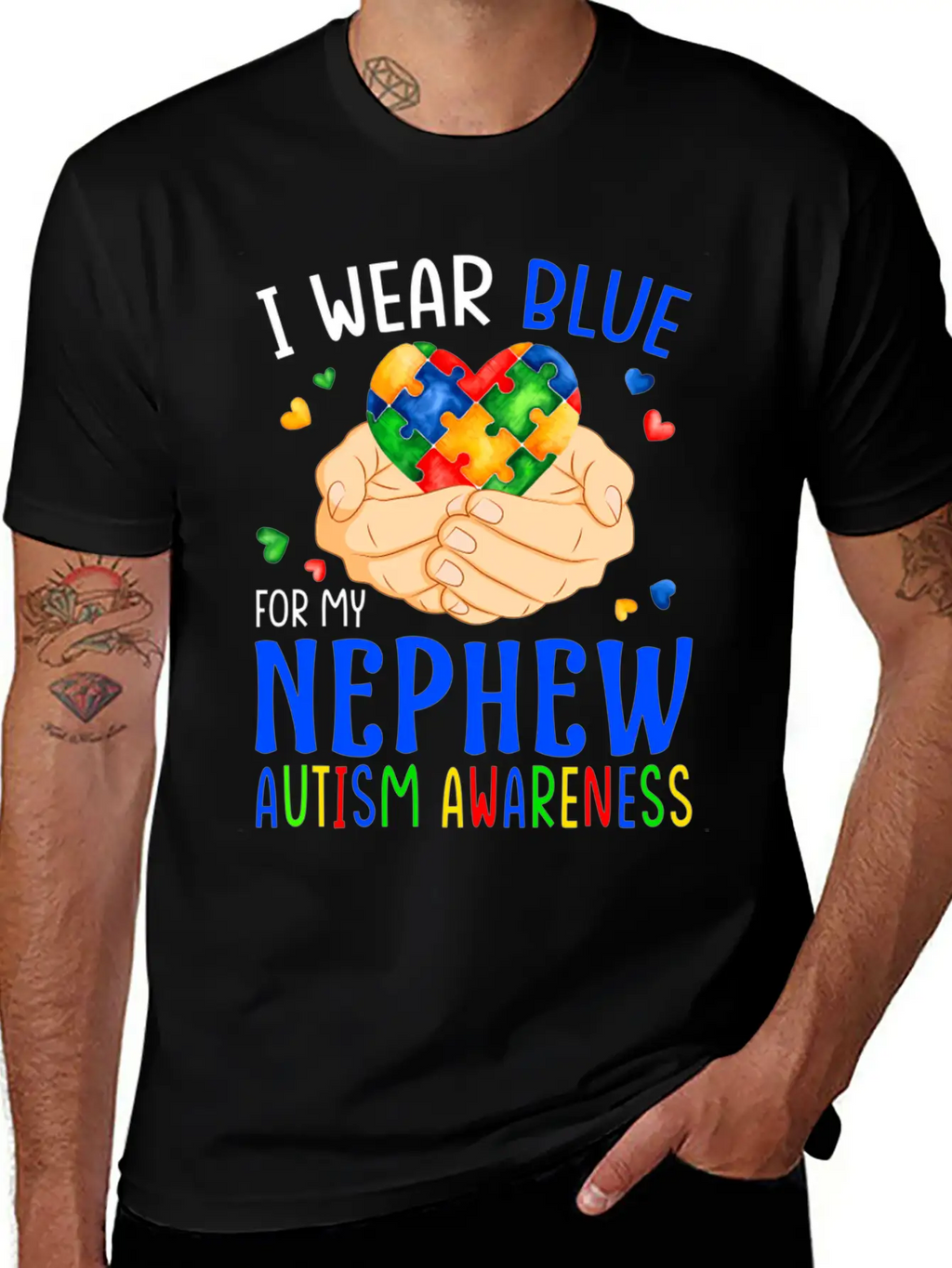 I Wear Blue For My Nephew Autism Awareness Heart H Unisex Casual T-Shirt – Clean Design For Daily Comfort