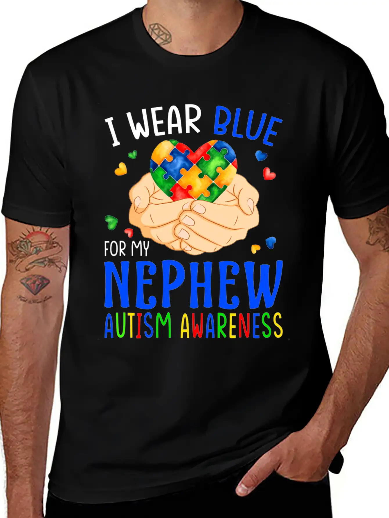 I Wear Blue For My Nephew Autism Awareness Heart H Unisex Casual T-Shirt – Clean Design For Daily Comfort