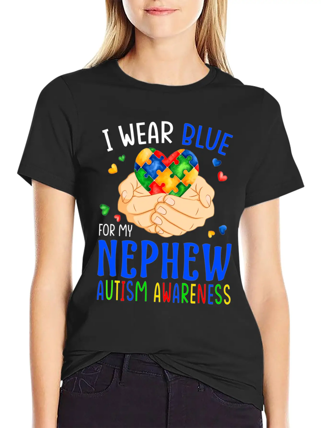 I Wear Blue For My Nephew Autism Awareness Heart H Unisex Casual T-Shirt – Clean Design For Daily Comfort