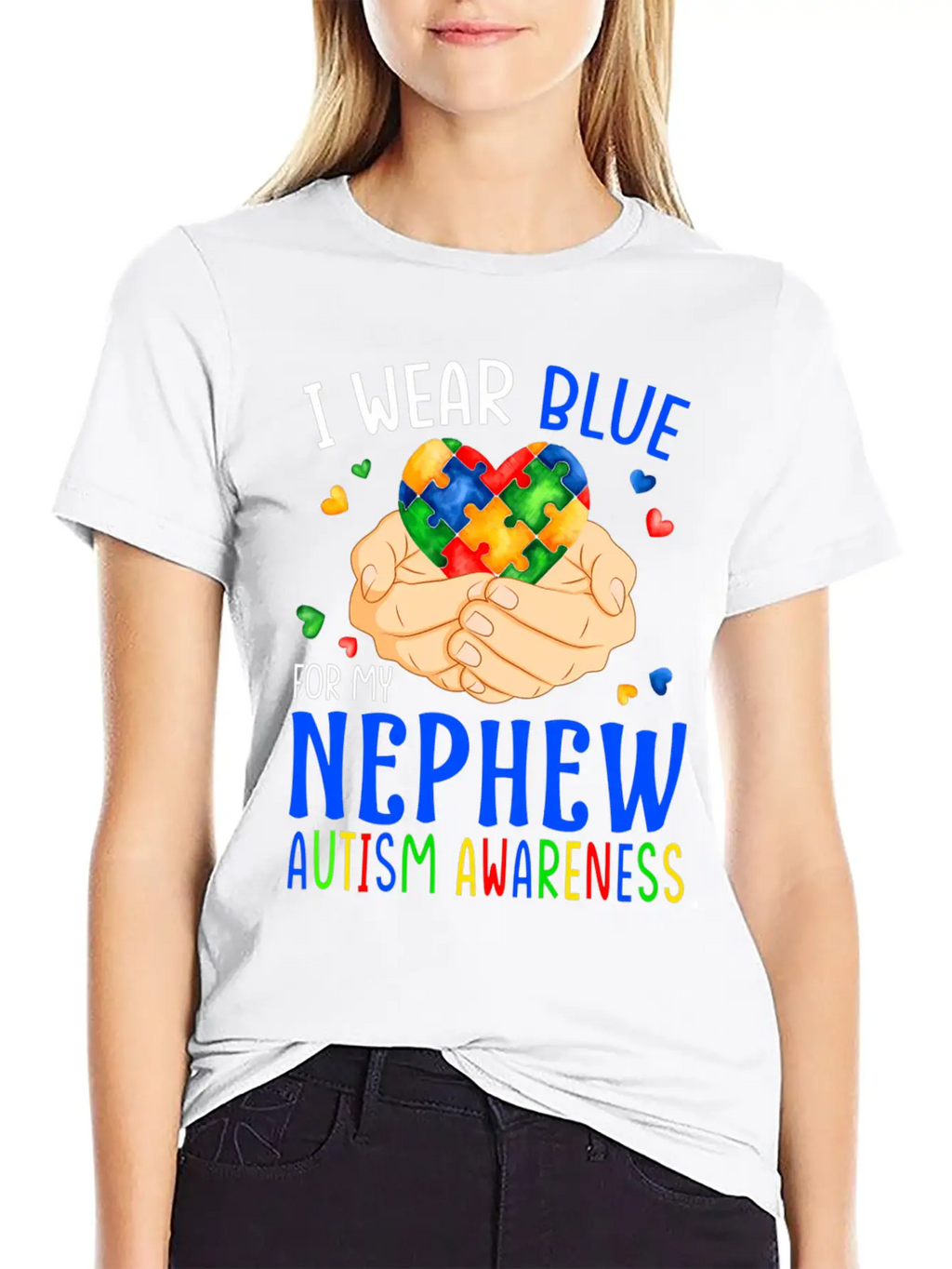 I Wear Blue For My Nephew Autism Awareness Heart H Unisex Casual T-Shirt – Clean Design For Daily Comfort