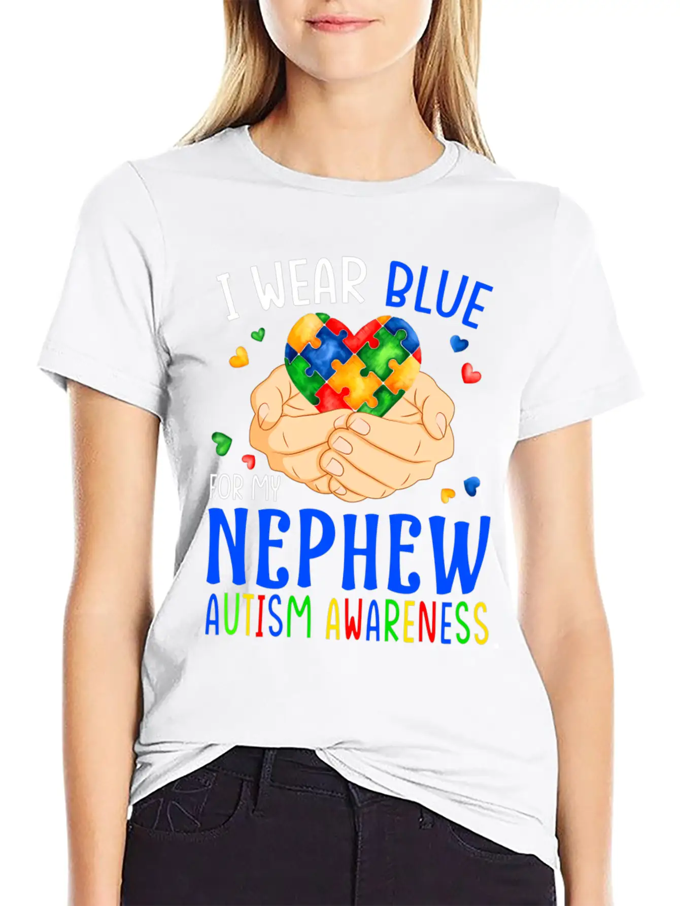 I Wear Blue For My Nephew Autism Awareness Heart H Unisex Casual T-Shirt – Clean Design For Daily Comfort