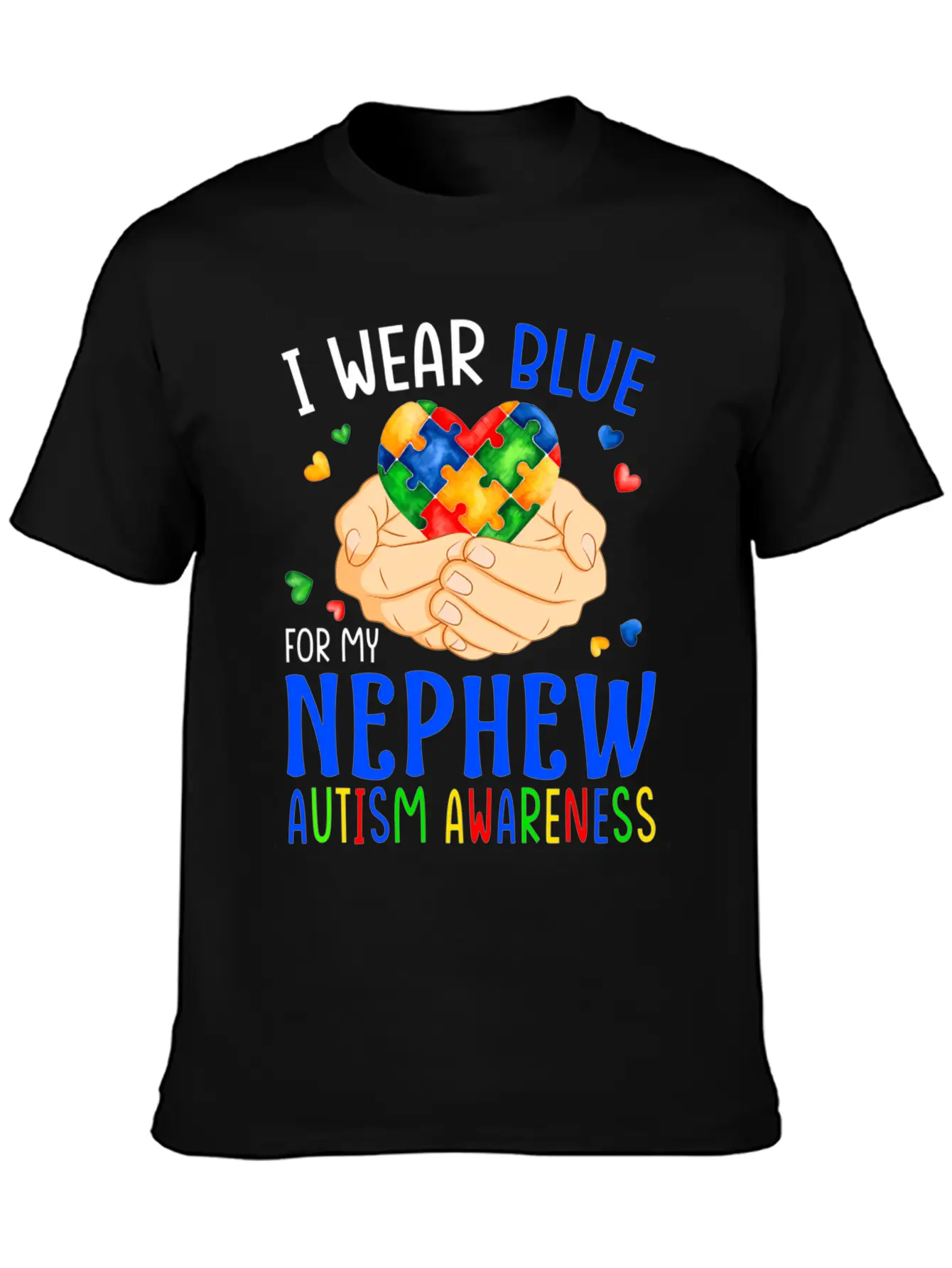 I Wear Blue For My Nephew Autism Awareness Heart H Unisex Casual T-Shirt – Clean Design For Daily Comfort