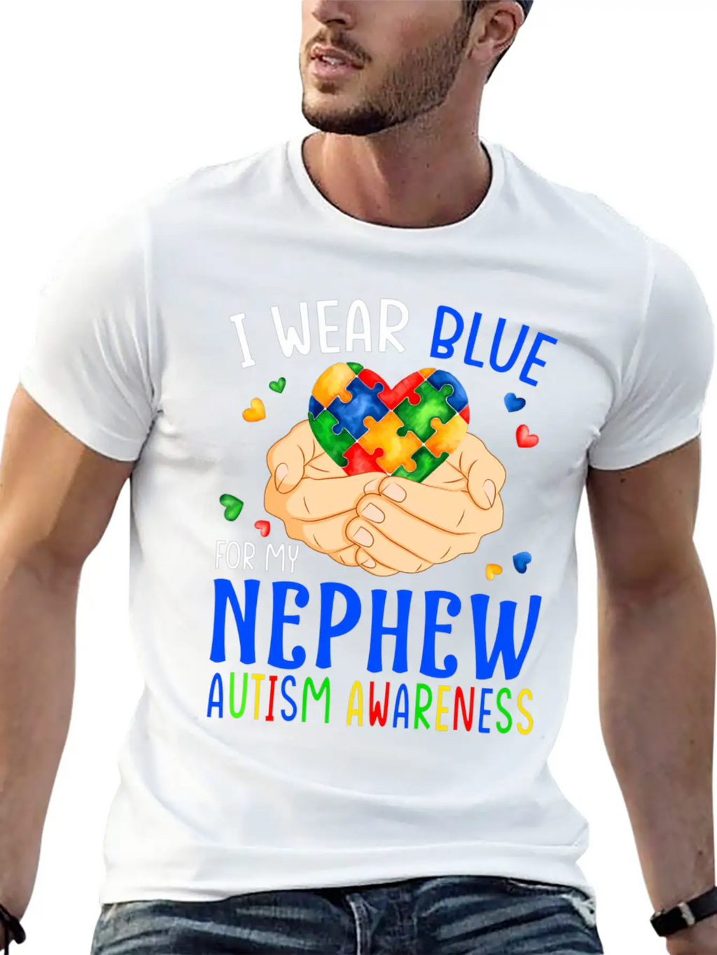 I Wear Blue For My Nephew Autism Awareness Heart H Unisex Casual T-Shirt – Clean Design For Daily Comfort
