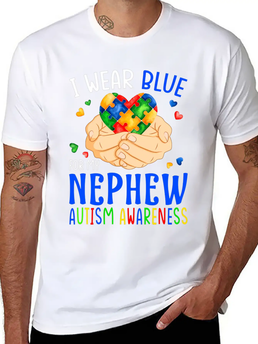 I Wear Blue For My Nephew Autism Awareness Heart H Unisex Casual T-Shirt – Clean Design For Daily Comfort