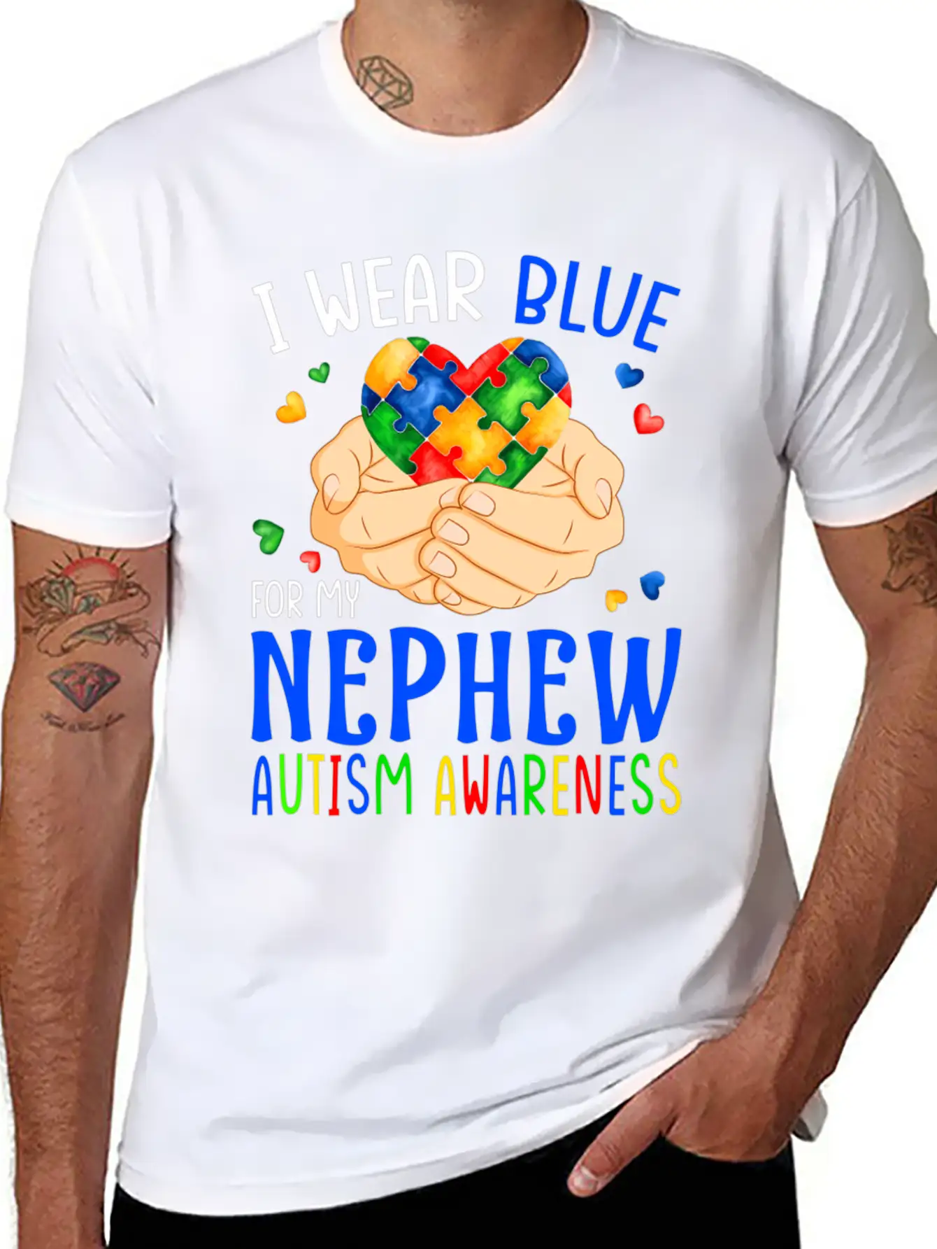 I Wear Blue For My Nephew Autism Awareness Heart H Unisex Casual T-Shirt – Clean Design For Daily Comfort