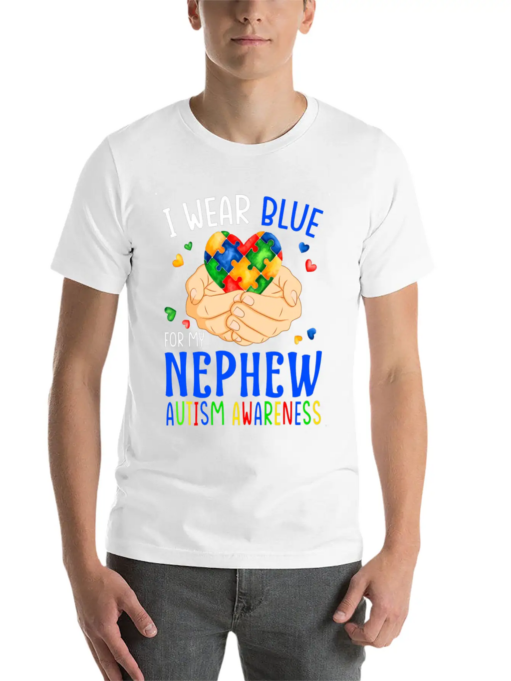 I Wear Blue For My Nephew Autism Awareness Heart H Unisex Casual T-Shirt – Clean Design For Daily Comfort