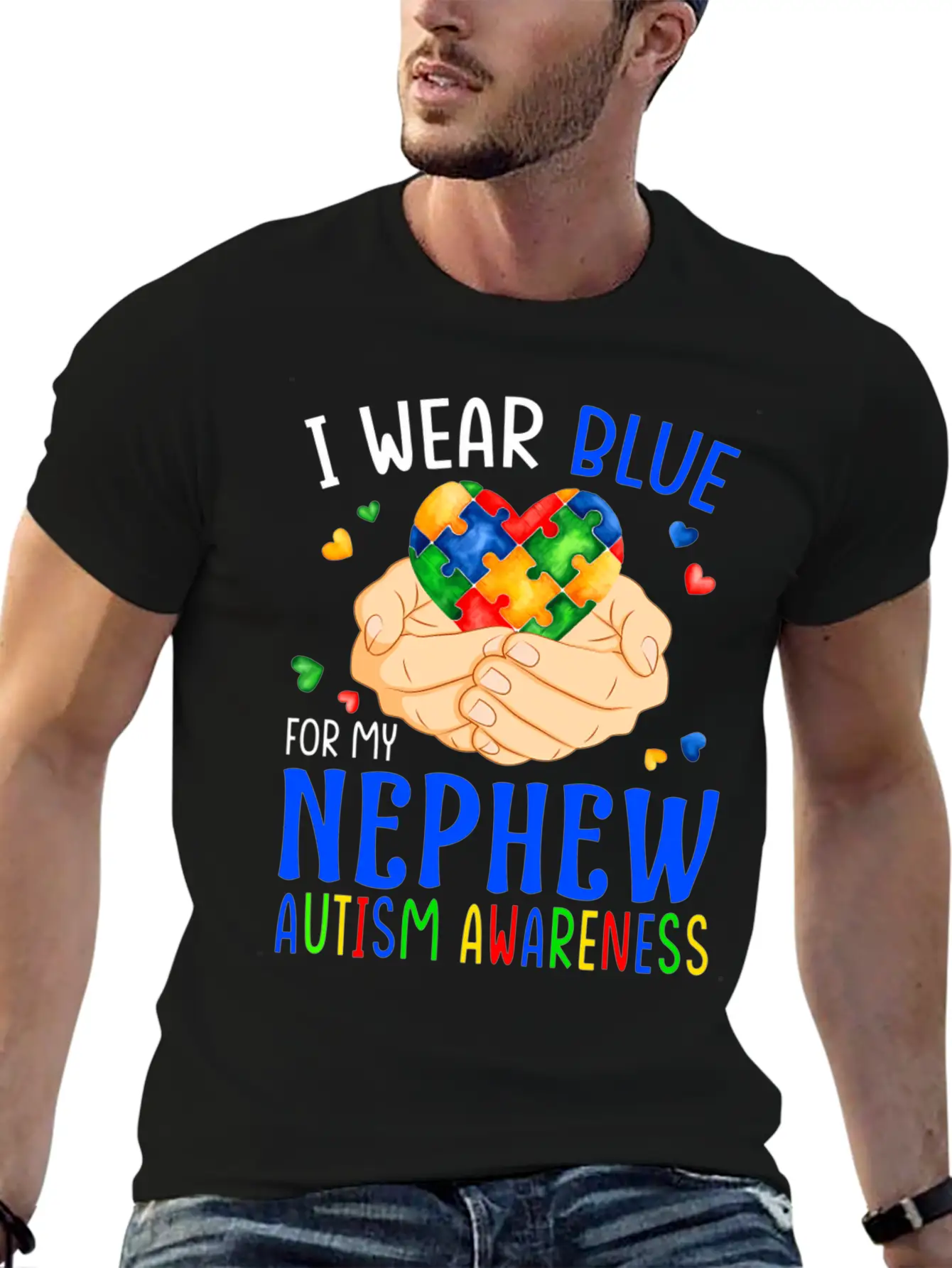 I Wear Blue For My Nephew Autism Awareness Heart H Unisex Casual T-Shirt – Clean Design For Daily Comfort