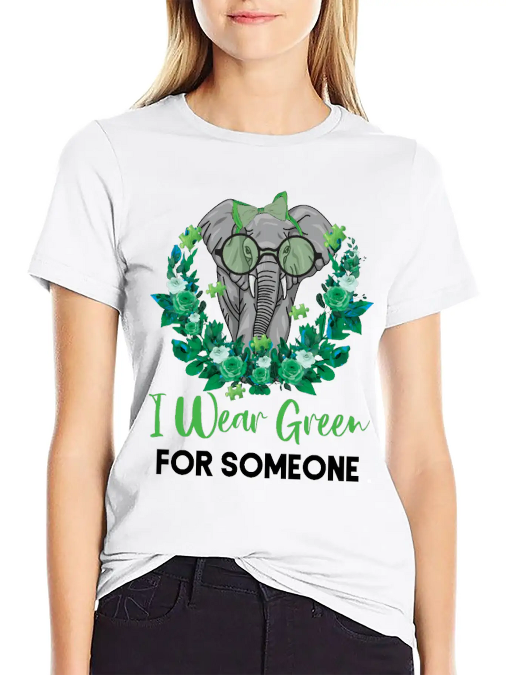 I Wear Green For Mental Health Awareness Ribbon El Casual Graphic T-Shirt – Simple And Comfortable Daily Wear