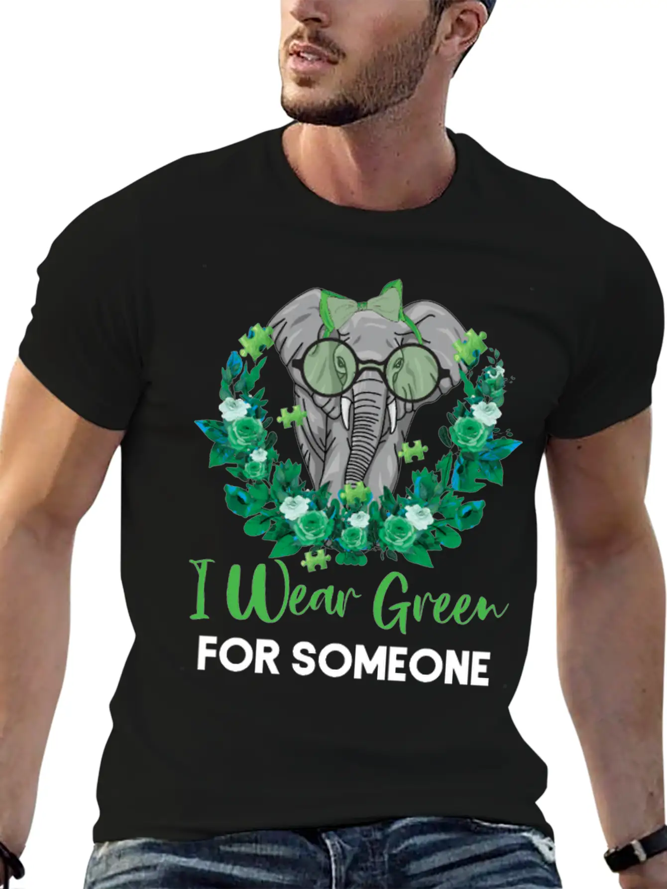 I Wear Green For Mental Health Awareness Ribbon El Casual Graphic T-Shirt – Simple And Comfortable Daily Wear