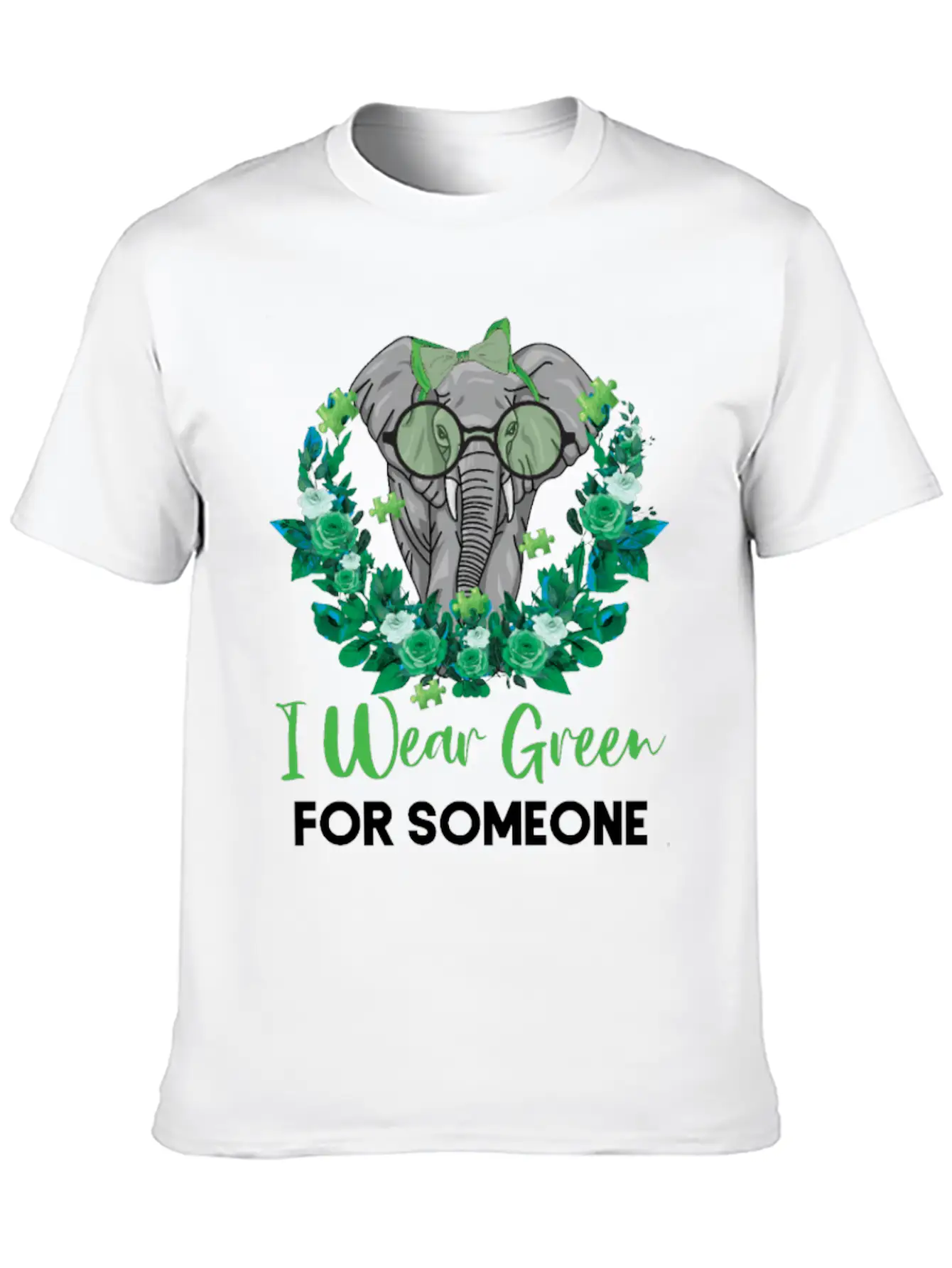 I Wear Green For Mental Health Awareness Ribbon El Casual Graphic T-Shirt – Simple And Comfortable Daily Wear