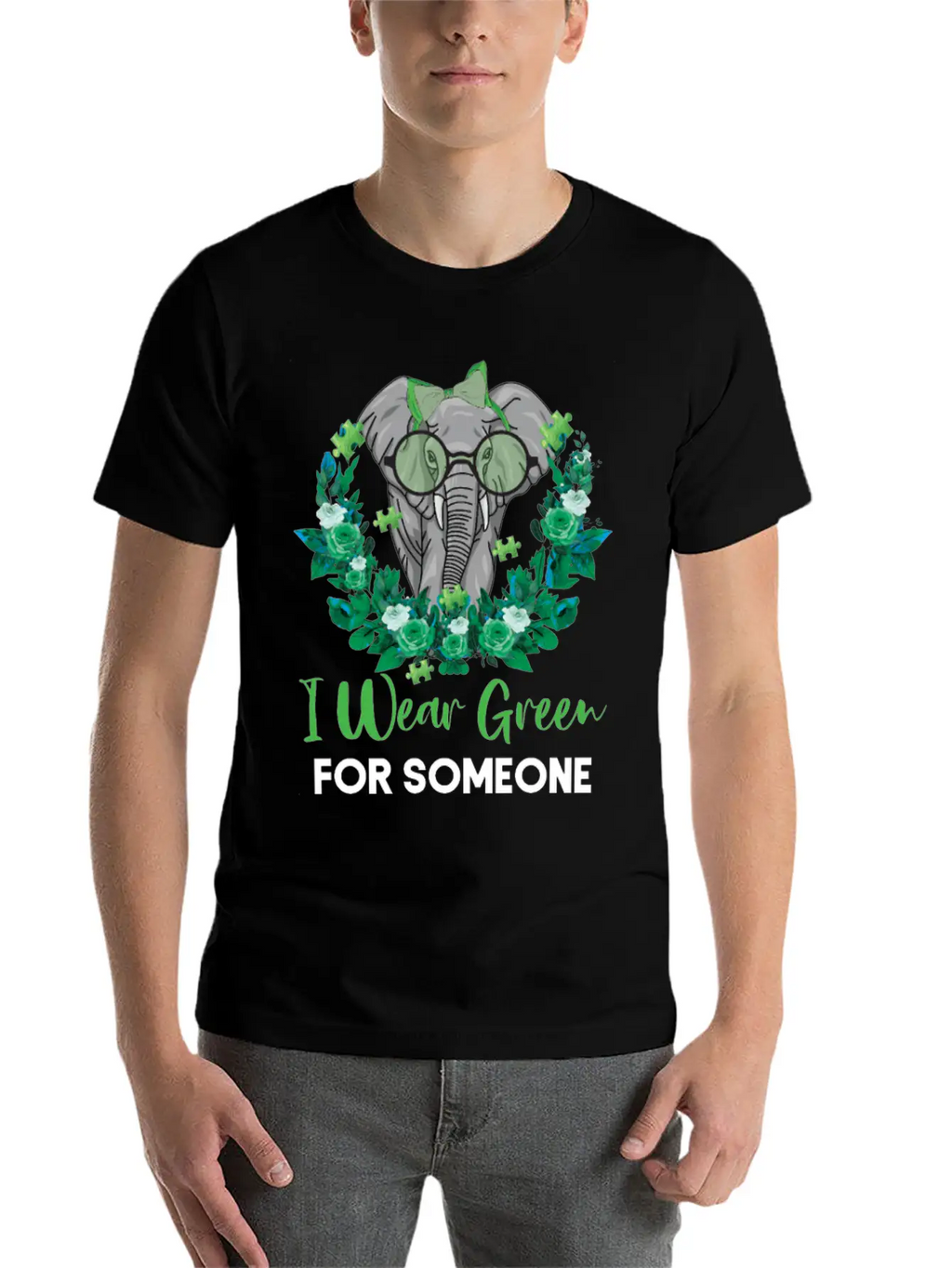I Wear Green For Mental Health Awareness Ribbon El Casual Graphic T-Shirt – Simple And Comfortable Daily Wear