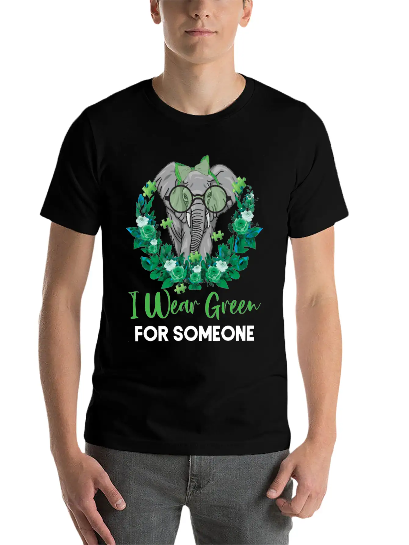 I Wear Green For Mental Health Awareness Ribbon El Casual Graphic T-Shirt – Simple And Comfortable Daily Wear