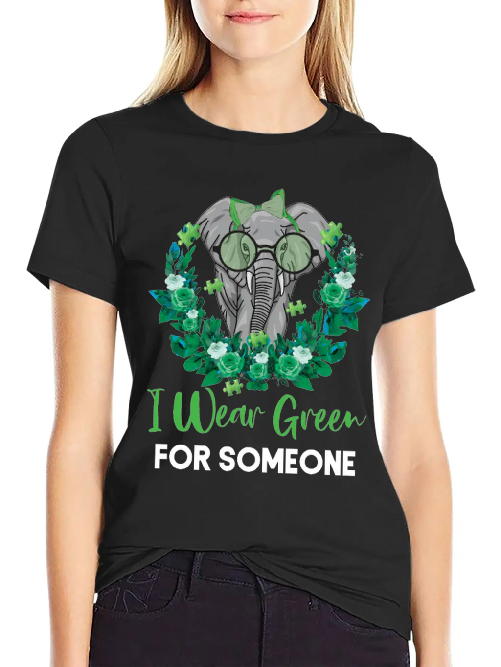 I Wear Green For Mental Health Awareness Ribbon El Casual Graphic T-Shirt – Simple And Comfortable Daily Wear