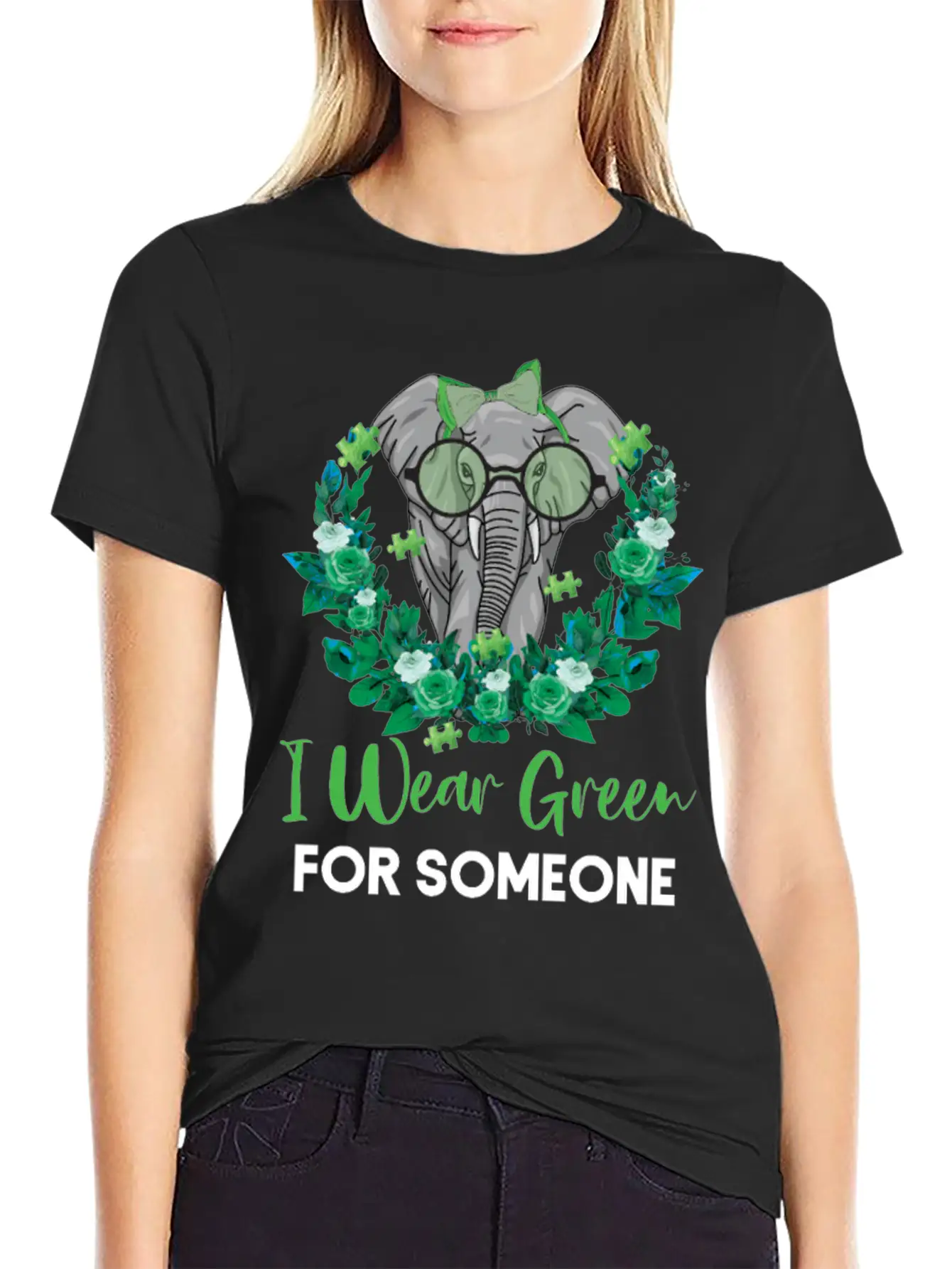 I Wear Green For Mental Health Awareness Ribbon El Casual Graphic T-Shirt – Simple And Comfortable Daily Wear