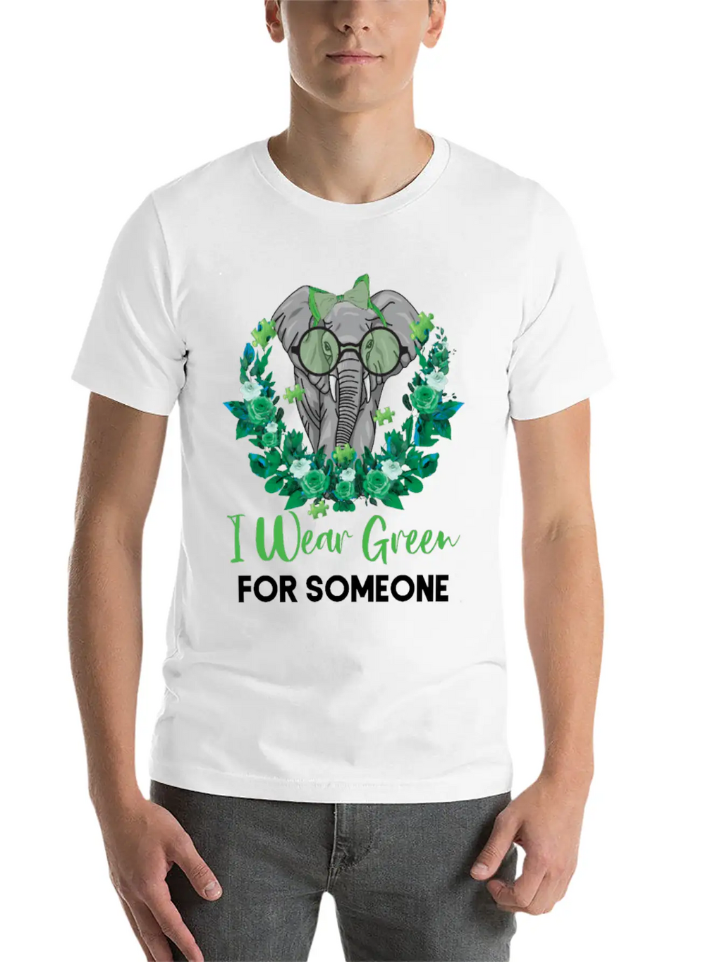 I Wear Green For Mental Health Awareness Ribbon El Casual Graphic T-Shirt – Simple And Comfortable Daily Wear