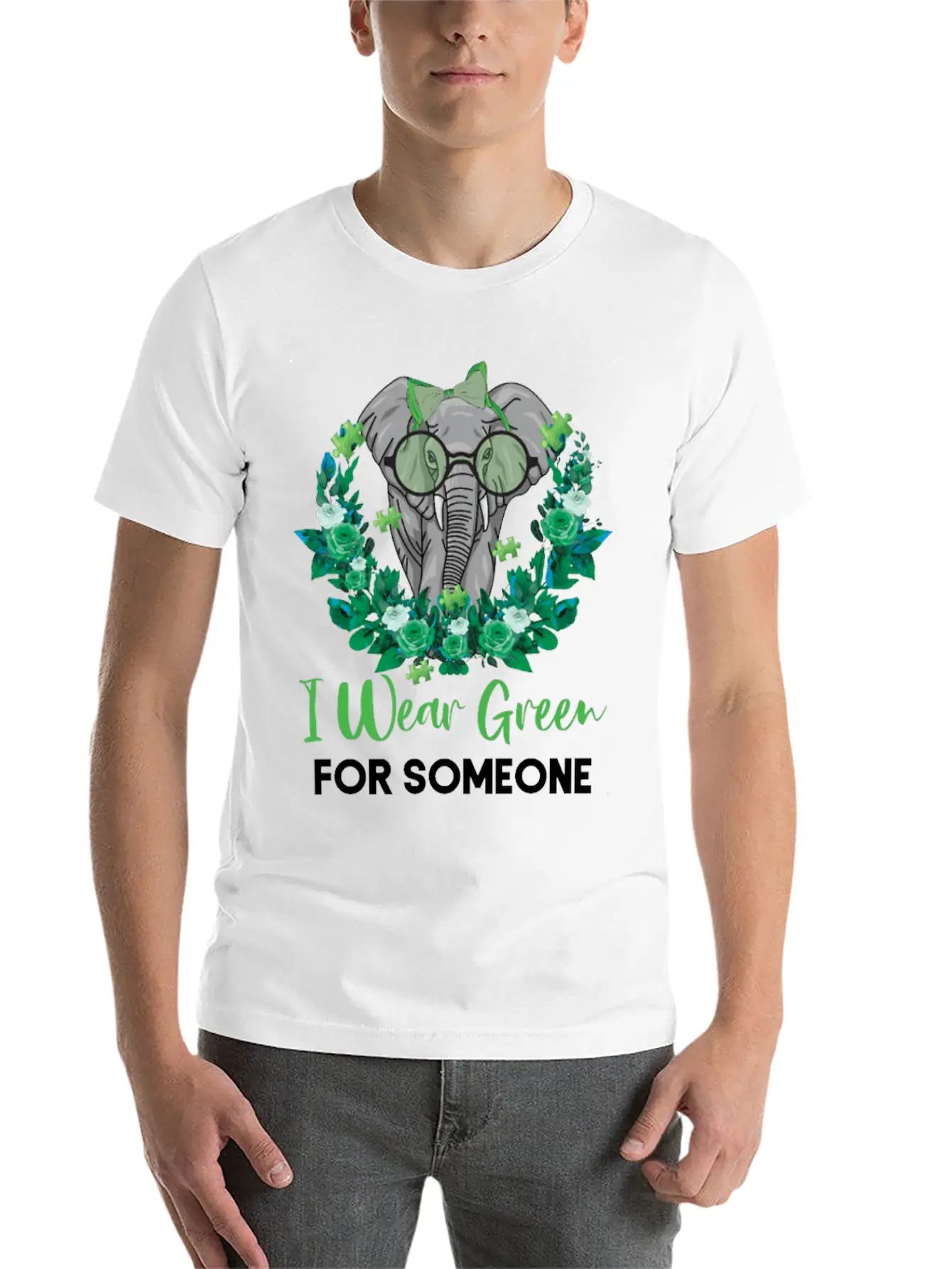 I Wear Green For Mental Health Awareness Ribbon El Casual Graphic T-Shirt – Simple And Comfortable Daily Wear