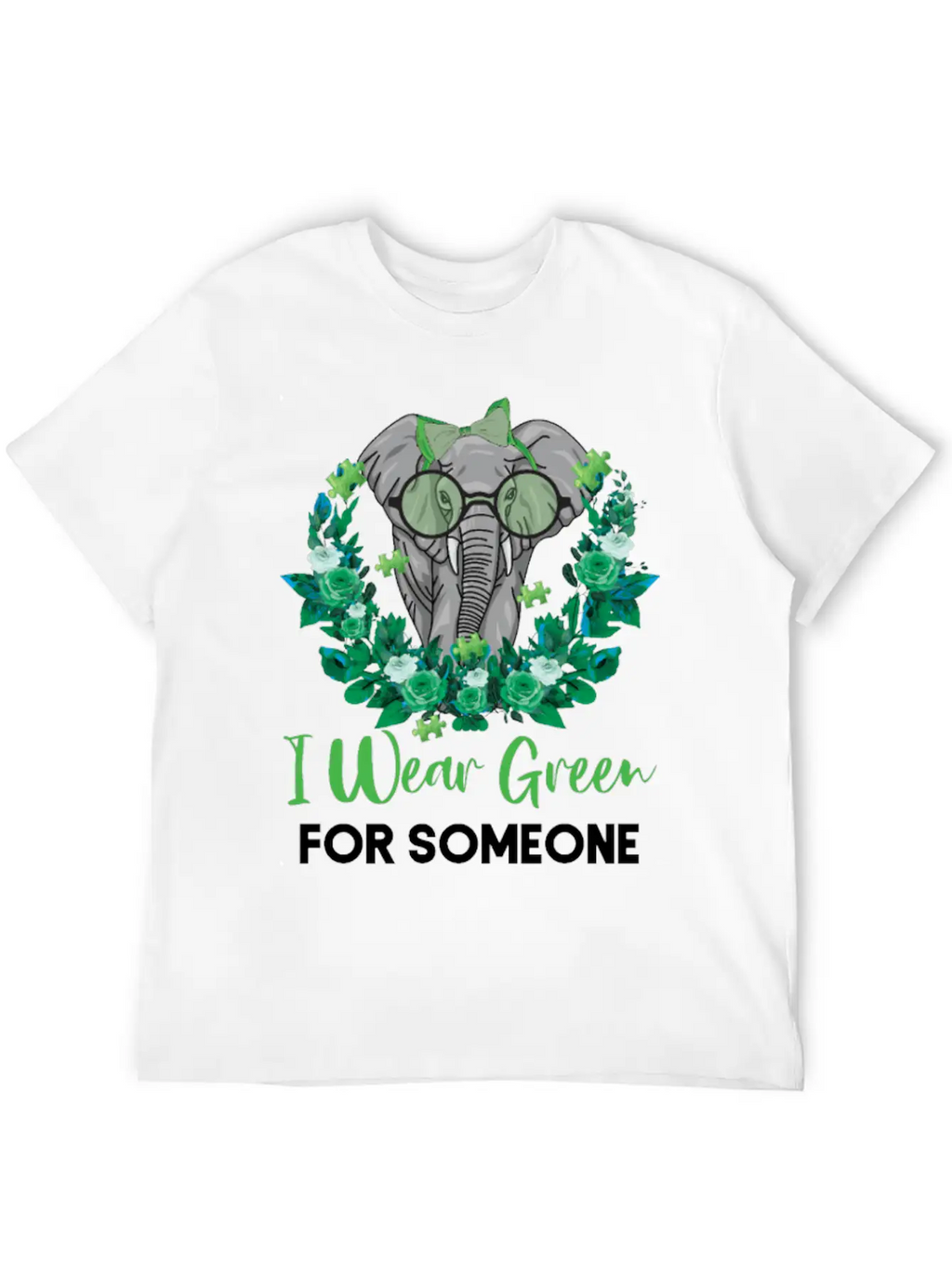 I Wear Green For Mental Health Awareness Ribbon El Casual Graphic T-Shirt – Simple And Comfortable Daily Wear