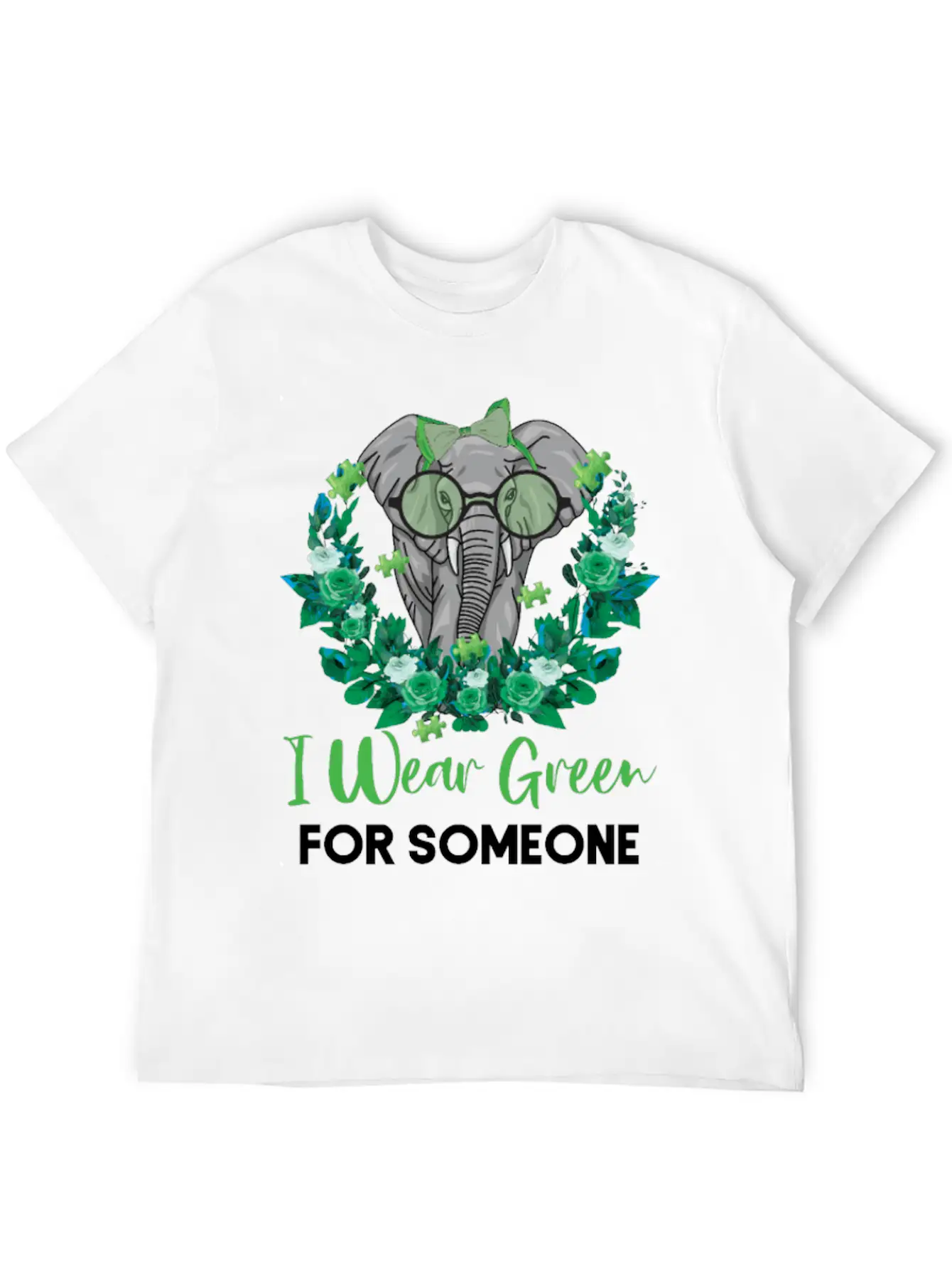 I Wear Green For Mental Health Awareness Ribbon El Casual Graphic T-Shirt – Simple And Comfortable Daily Wear