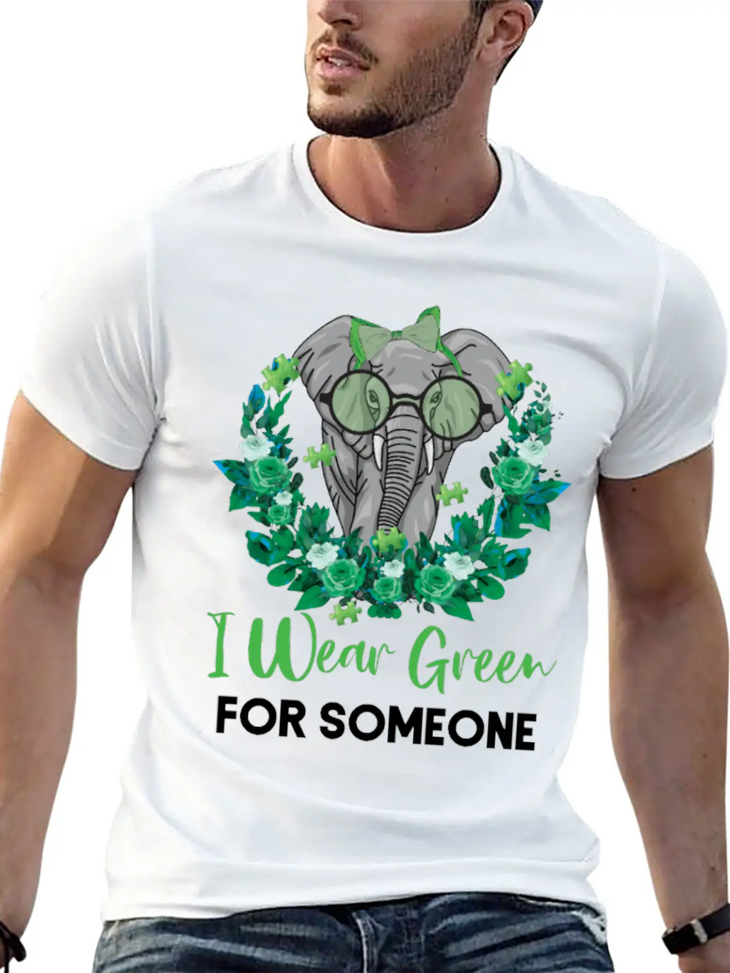 I Wear Green For Mental Health Awareness Ribbon El Casual Graphic T-Shirt – Simple And Comfortable Daily Wear