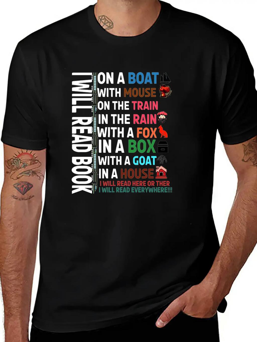 I Will Read Books On A Boat & Everywhere Reading Unisex Short Sleeve Soft Cotton T-Shirt – Casual Everyday Wear