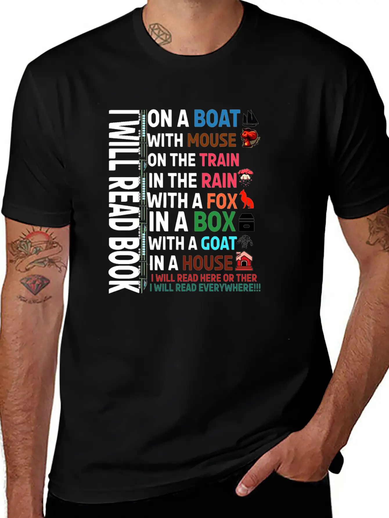 I Will Read Books On A Boat & Everywhere Reading Unisex Short Sleeve Soft Cotton T-Shirt – Casual Everyday Wear