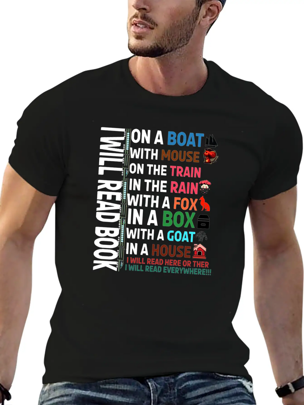 I Will Read Books On A Boat & Everywhere Reading Unisex Short Sleeve Soft Cotton T-Shirt – Casual Everyday Wear