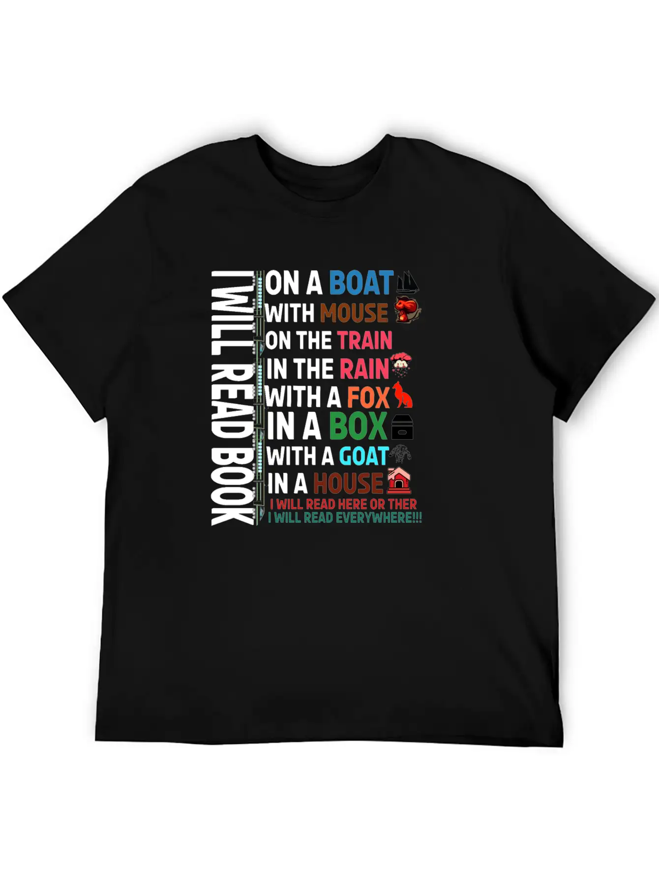 I Will Read Books On A Boat & Everywhere Reading Unisex Short Sleeve Soft Cotton T-Shirt – Casual Everyday Wear