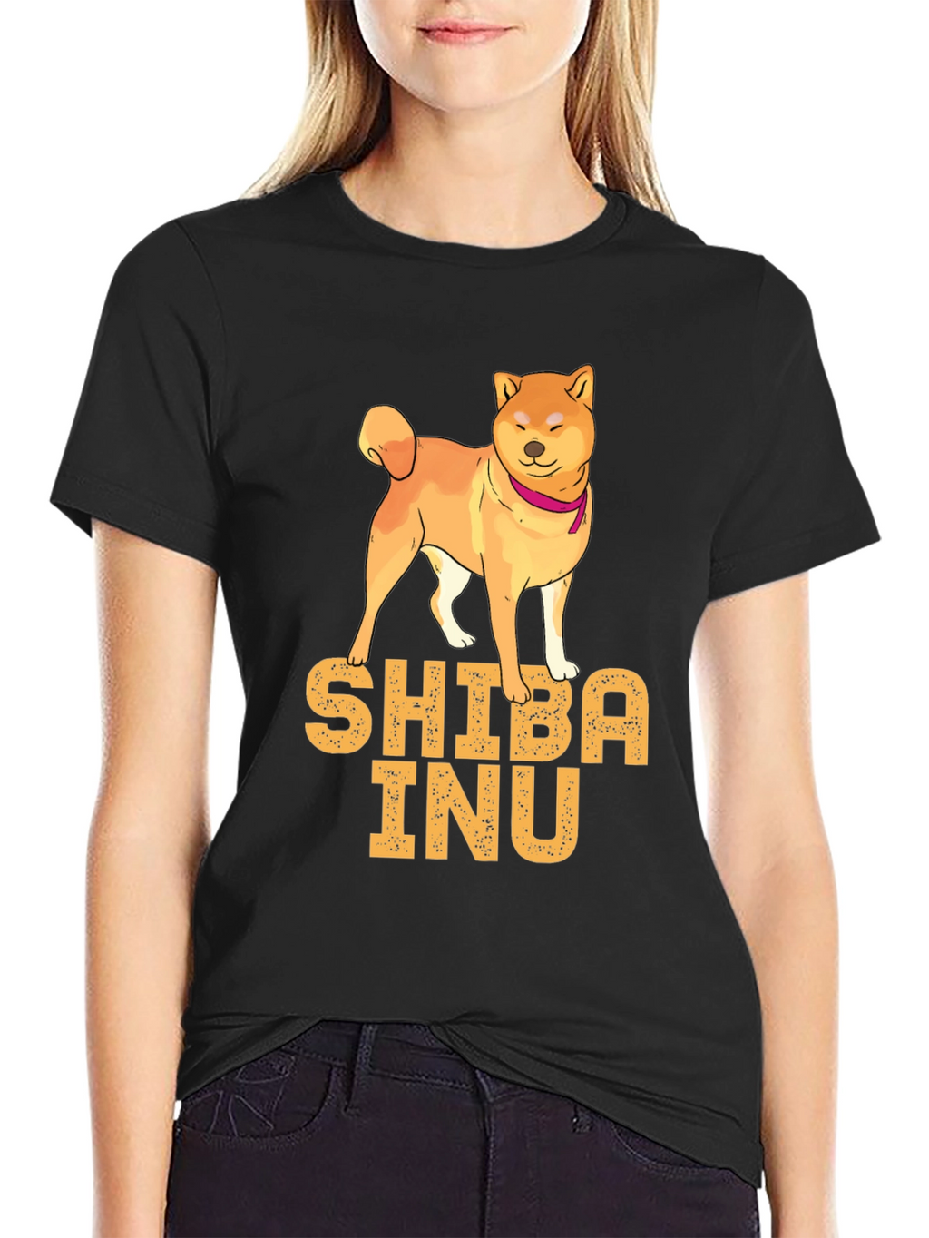 Shiba Inu Dog Graphic Print Black T-Shirt