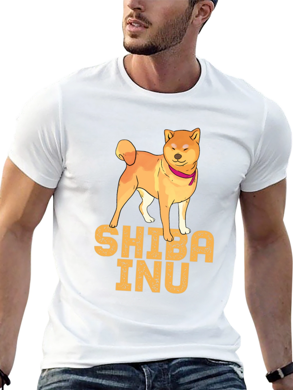Shiba Inu Dog Graphic Print Black T-Shirt